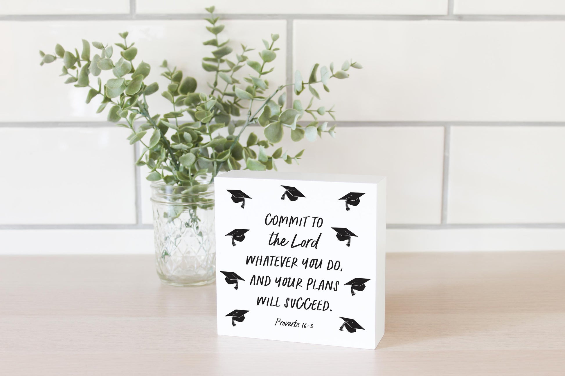 5x5 Wood Block-Commit To The Lord Whatever You Do -2