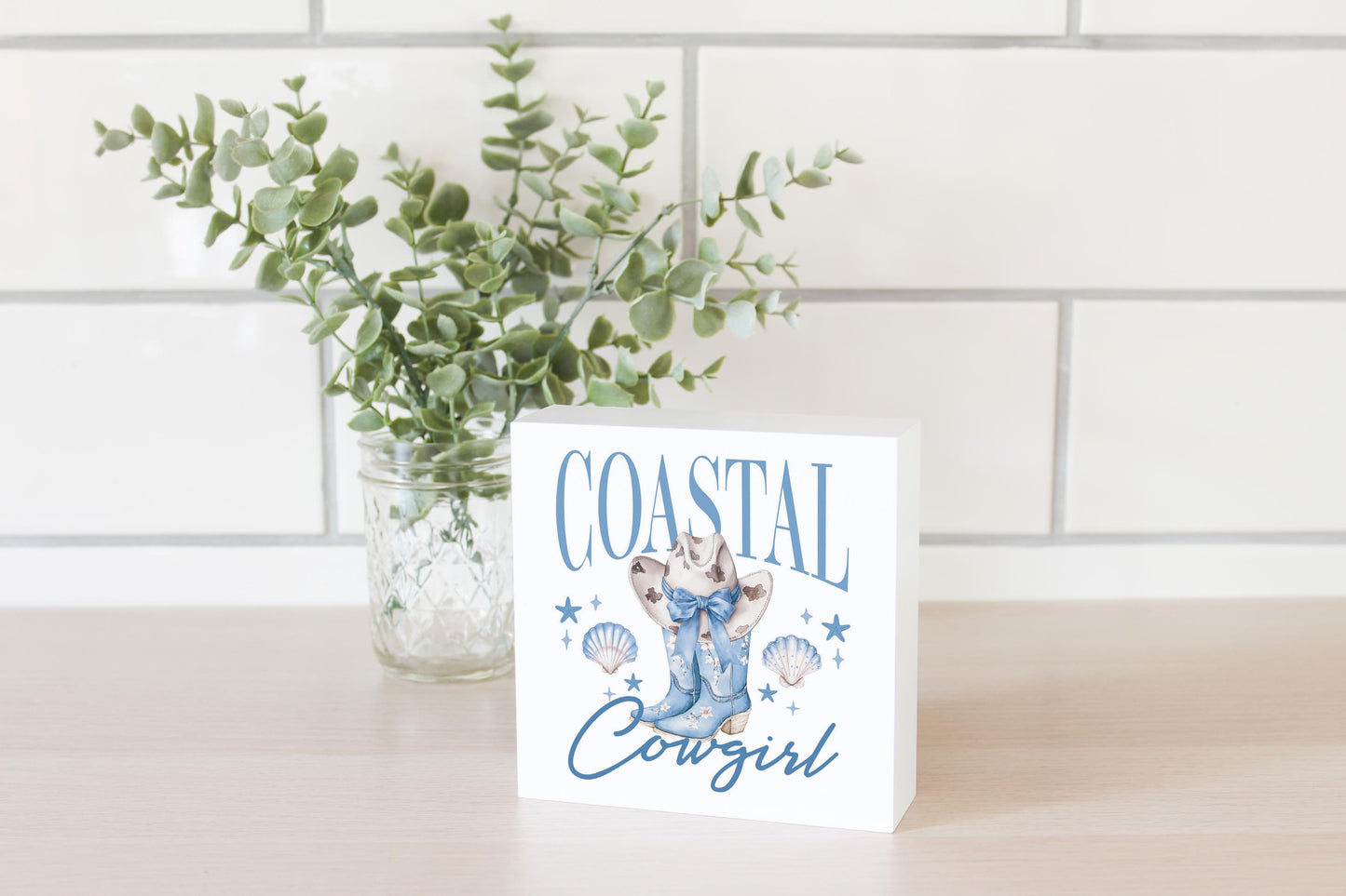 5x5 Wood Block-Coastal Cowgirl 2 -2