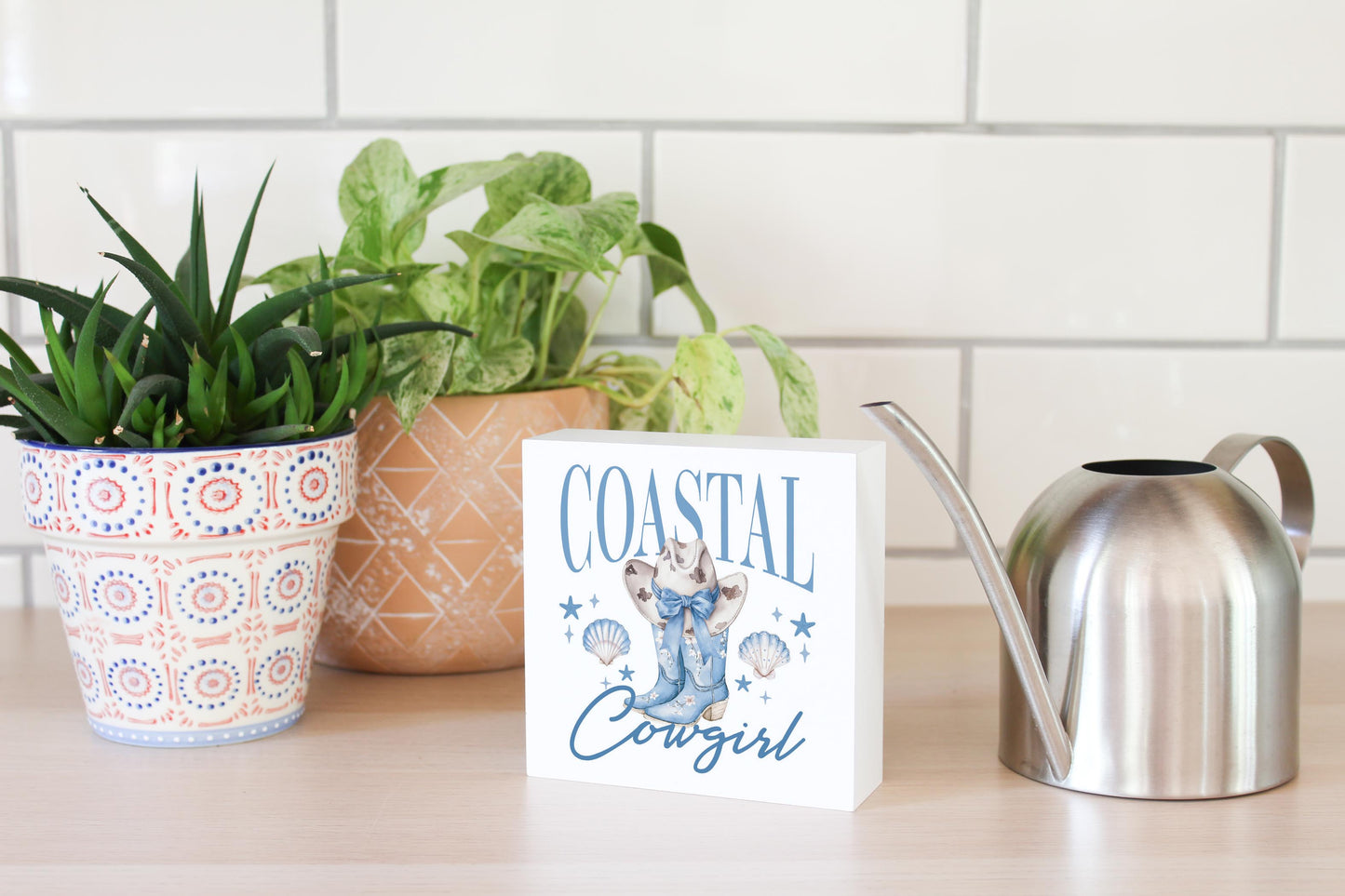 5x5 Wood Block-Coastal Cowgirl 2 -4