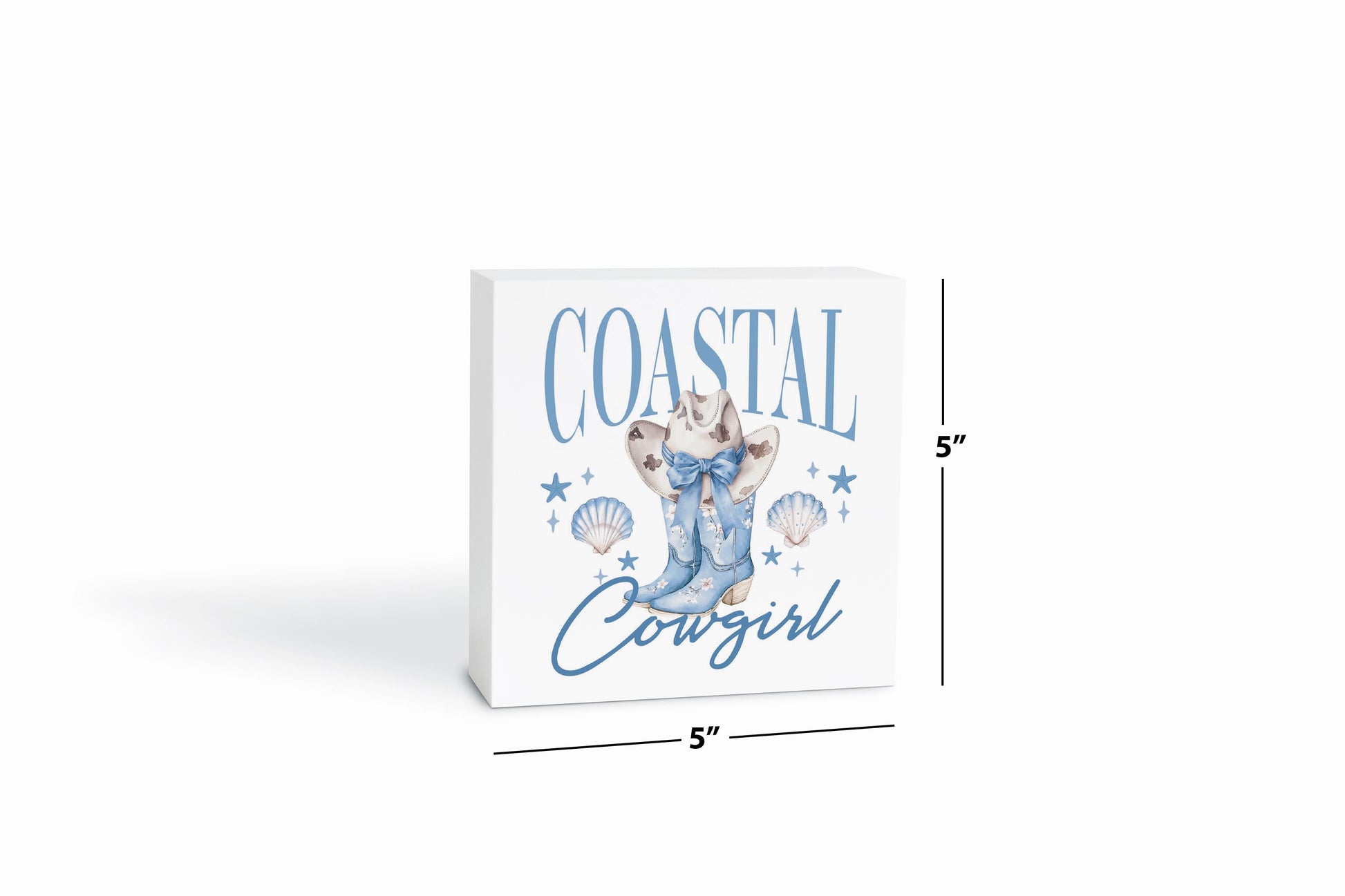 5x5 Wood Block-Coastal Cowgirl 2 -6