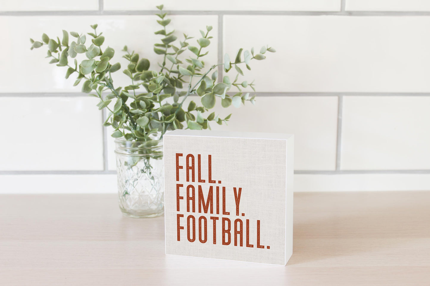 5x5 Wood Block-Fall Family Football Canvas