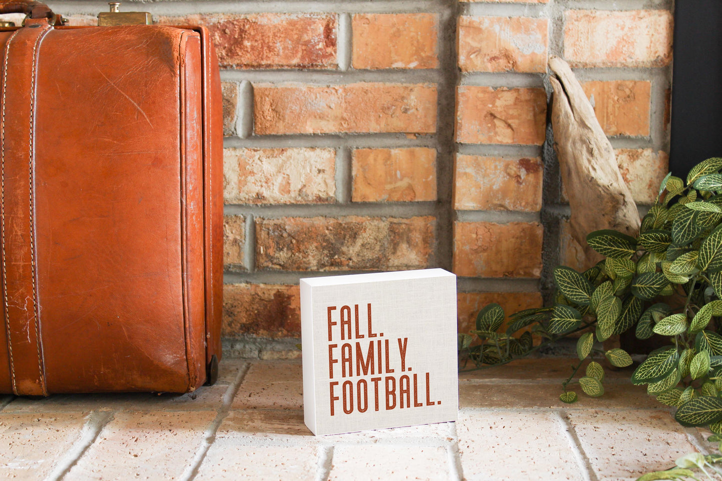5x5 Wood Block-Fall Family Football Canvas