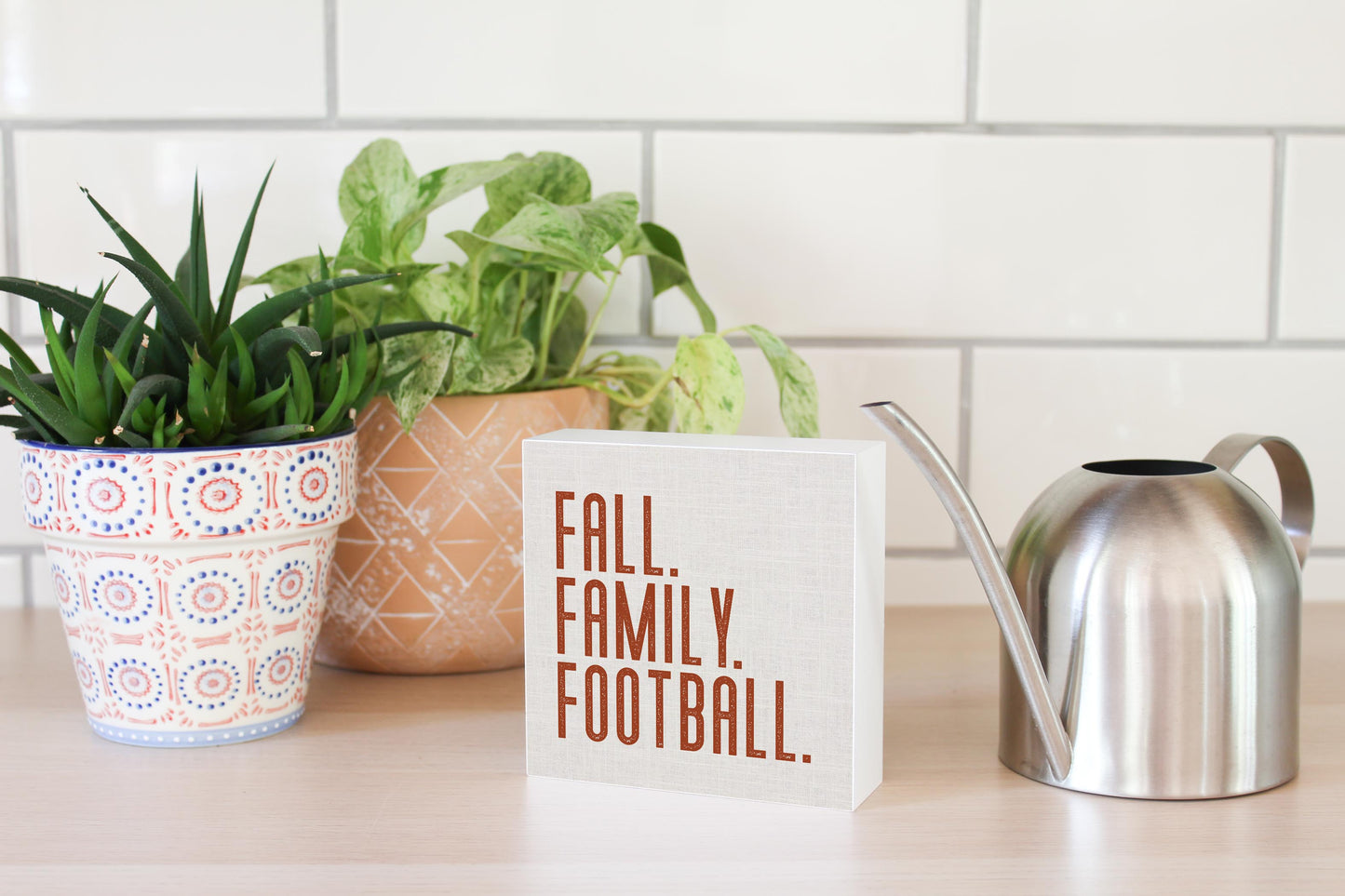 5x5 Wood Block-Fall Family Football Canvas