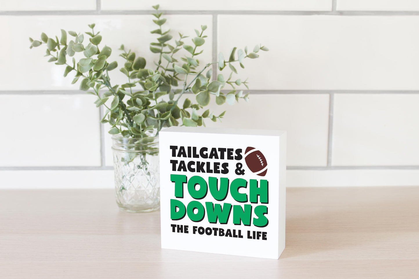 5x5 Wood Block-Tailgates Tackles & Touchdowns