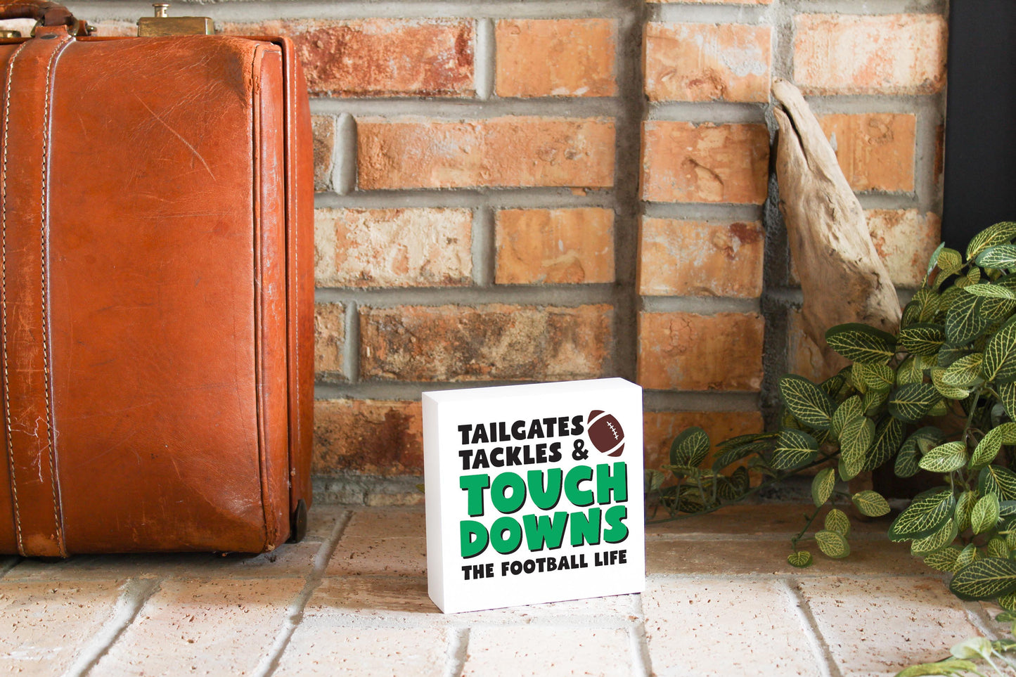 5x5 Wood Block-Tailgates Tackles & Touchdowns