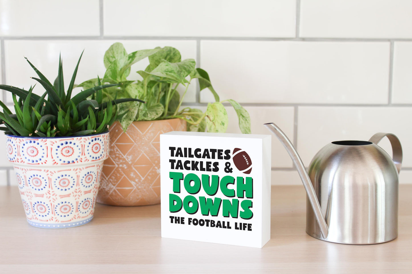 5x5 Wood Block-Tailgates Tackles & Touchdowns