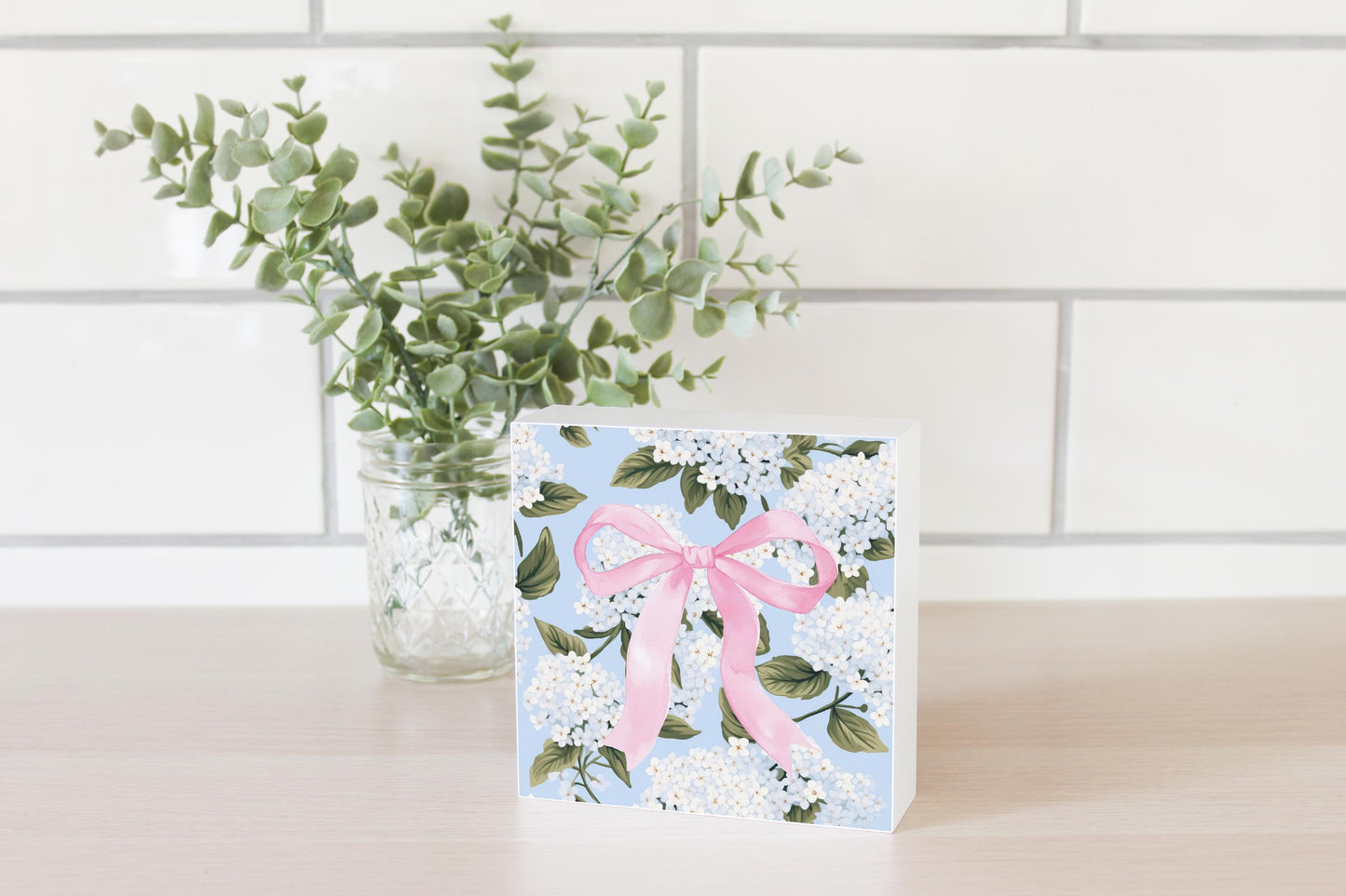 5x5 Wood Block-Hydrangea Cottage -2