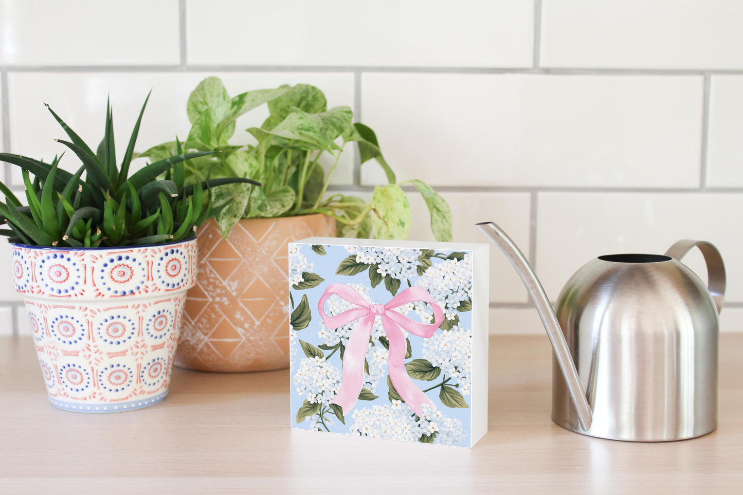 5x5 Wood Block-Hydrangea Cottage -4