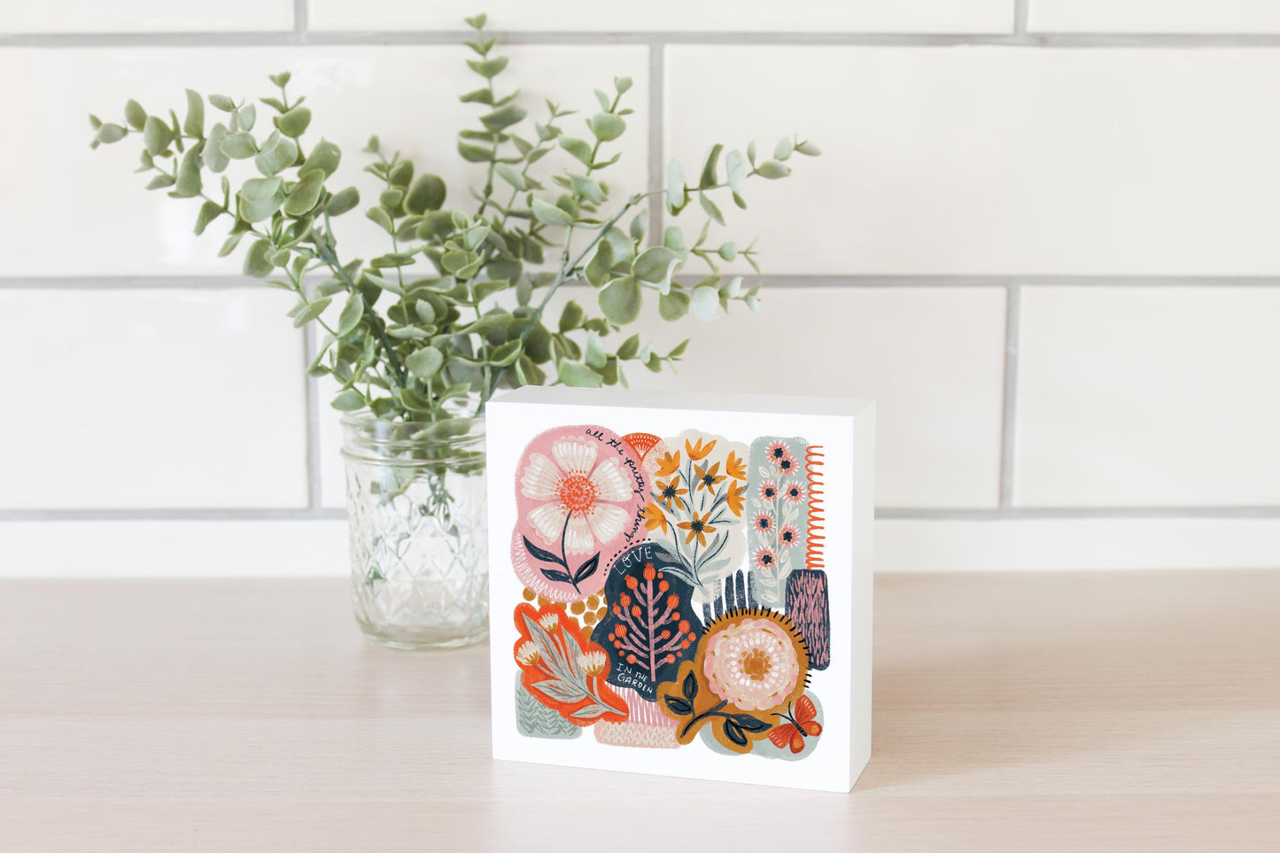 5x5 Wood Block-Pretty Things Abstract Florals
