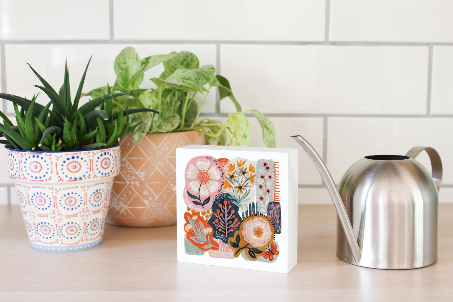 5x5 Wood Block-Pretty Things Abstract Florals