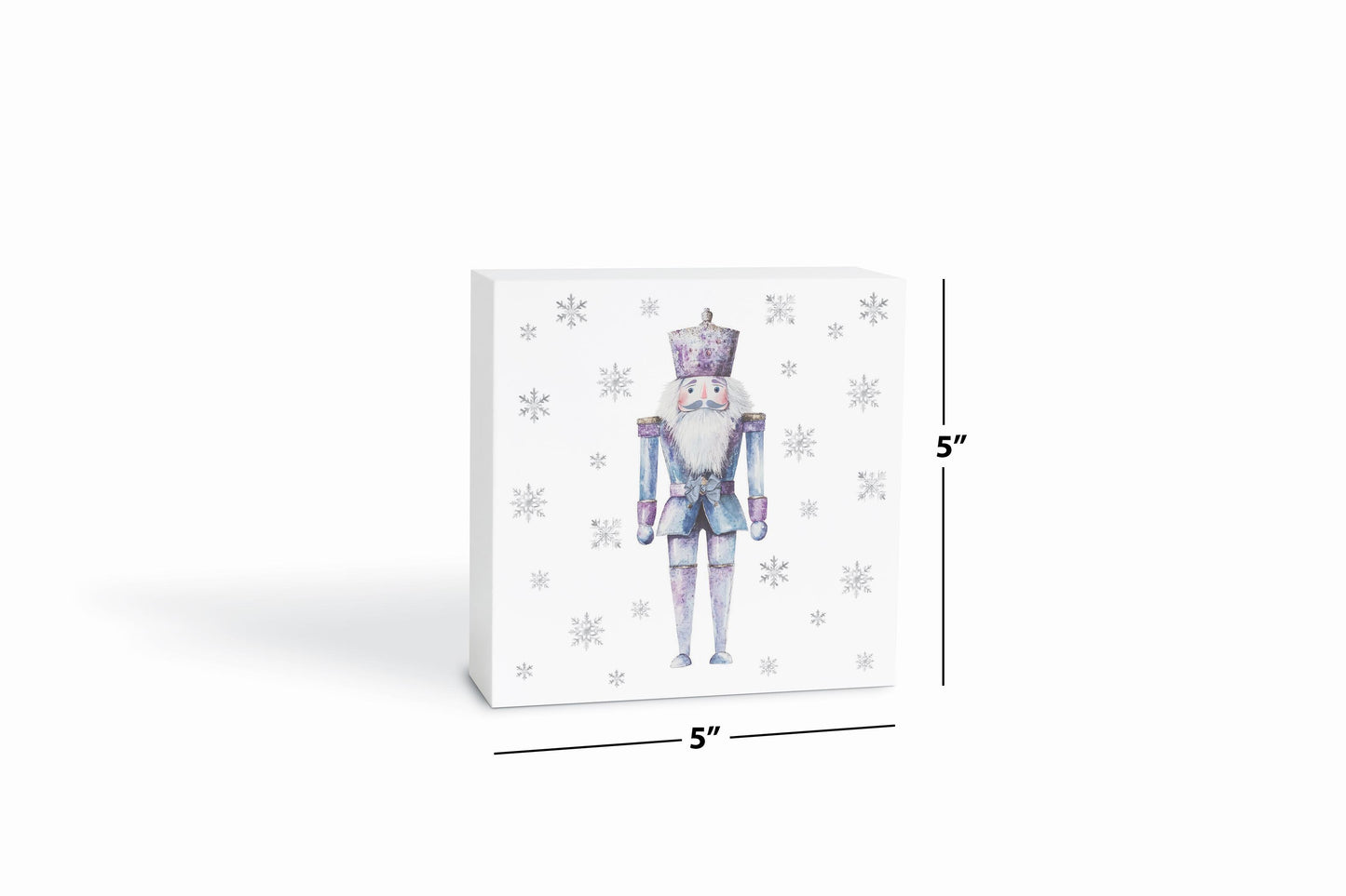 5x5 Wood Block-Holiday Tidings Watercolor Nutcracker -6