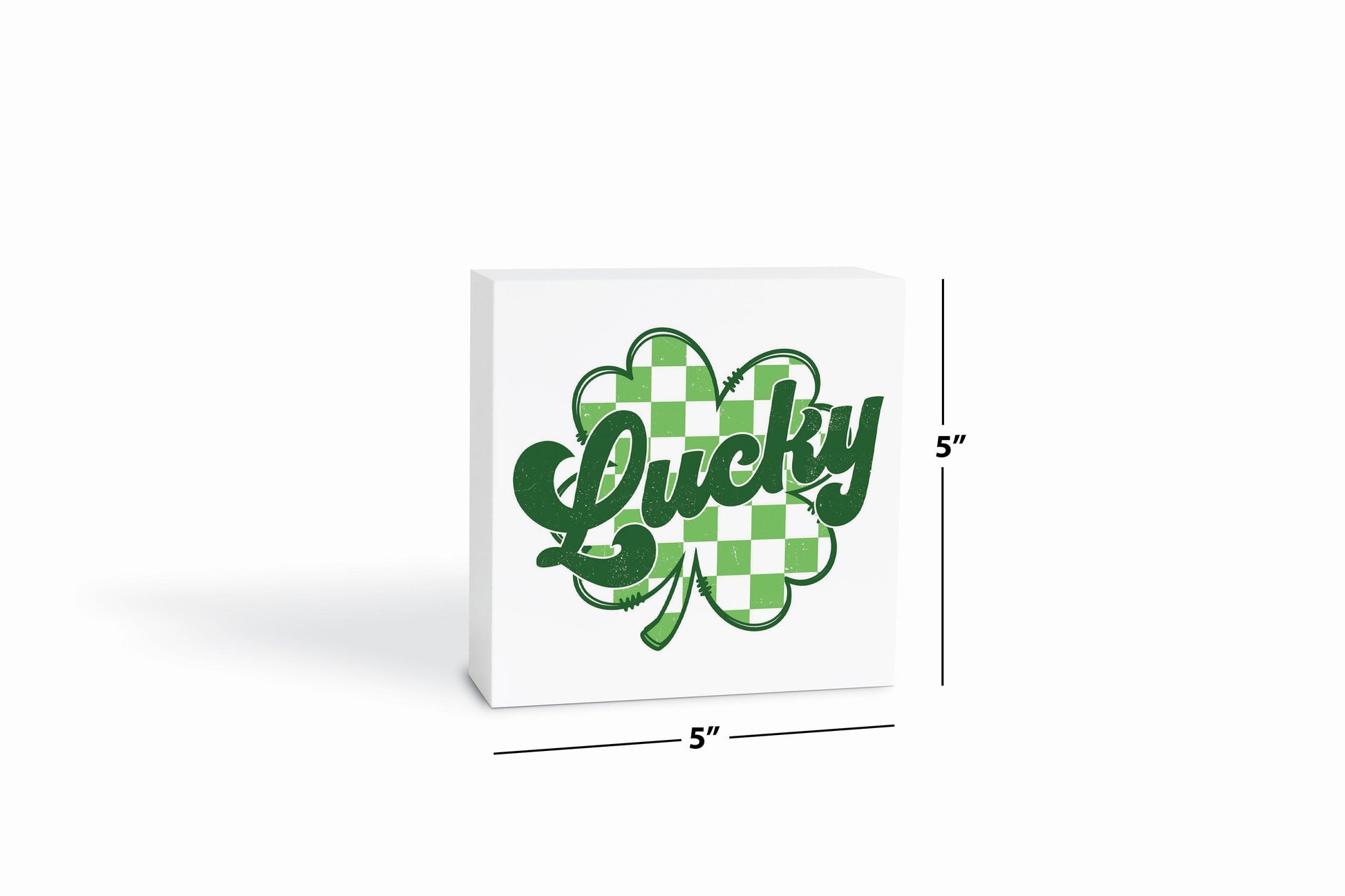 5x5 Wood Block-St. Patrick's Day Lucky Checker Shamrock -6