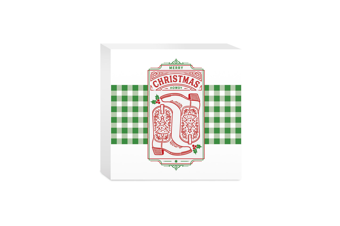 5x5 Wood Block-Western Christmas -0