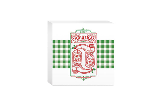 5x5 Wood Block-Western Christmas -0