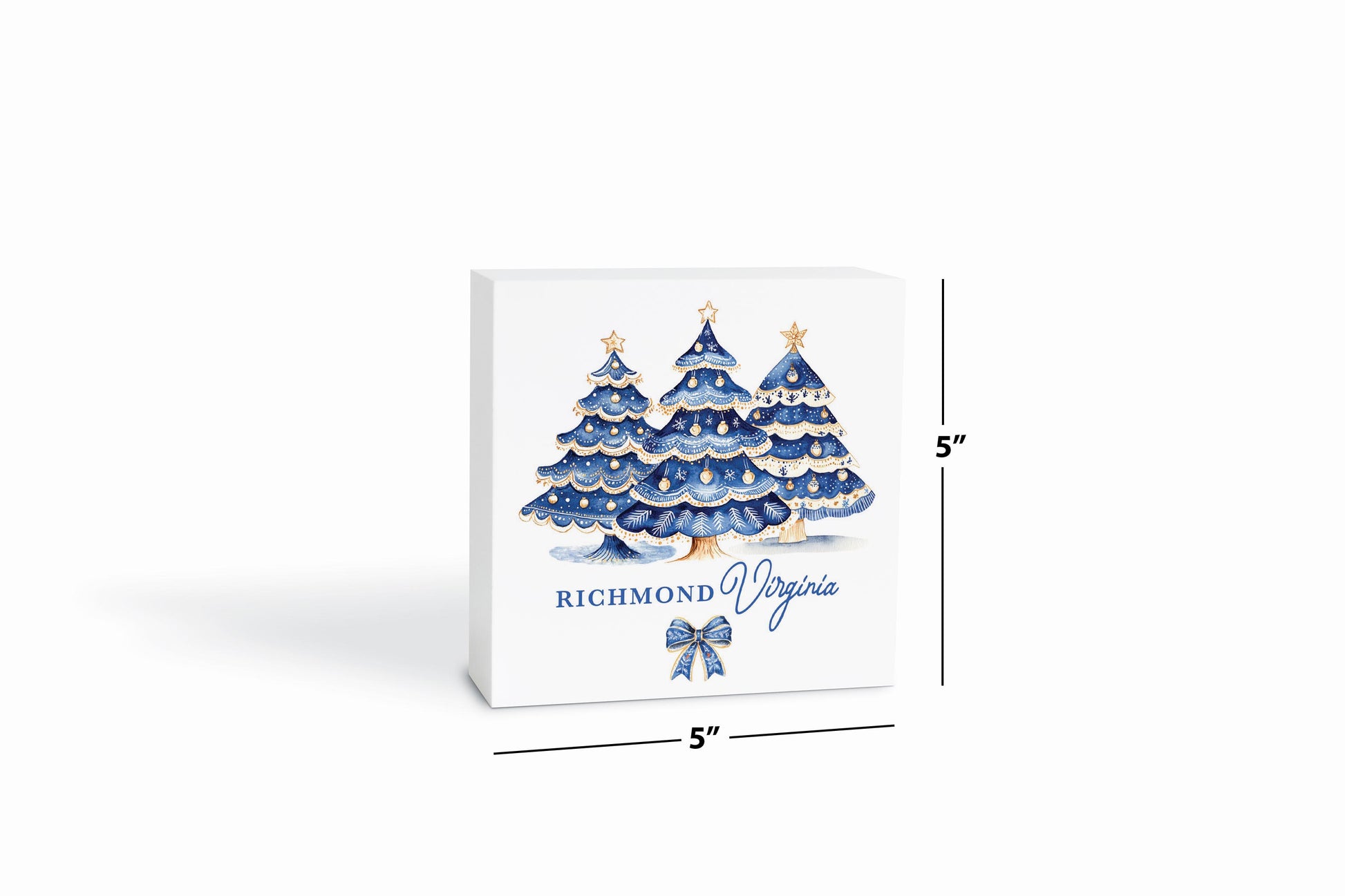 5x5 Wood Block-Love+Local Blue Noel - A Grand Millennial Christmas -6