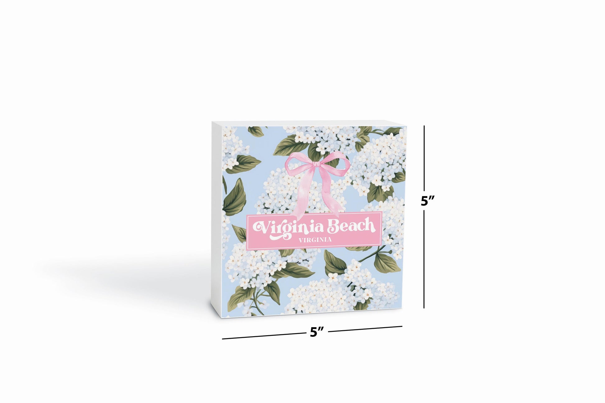 5x5 Wood Block-Love+Local Hydrangea Cottage -6