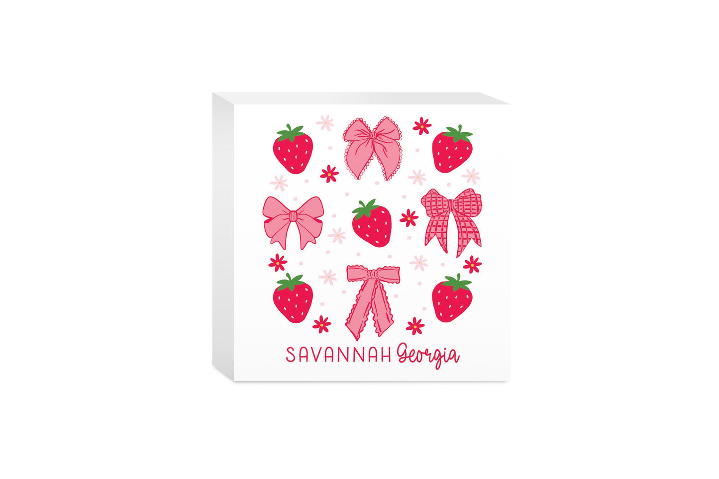 5x5 Wood Block-Love+Local Strawberry Parlor -0