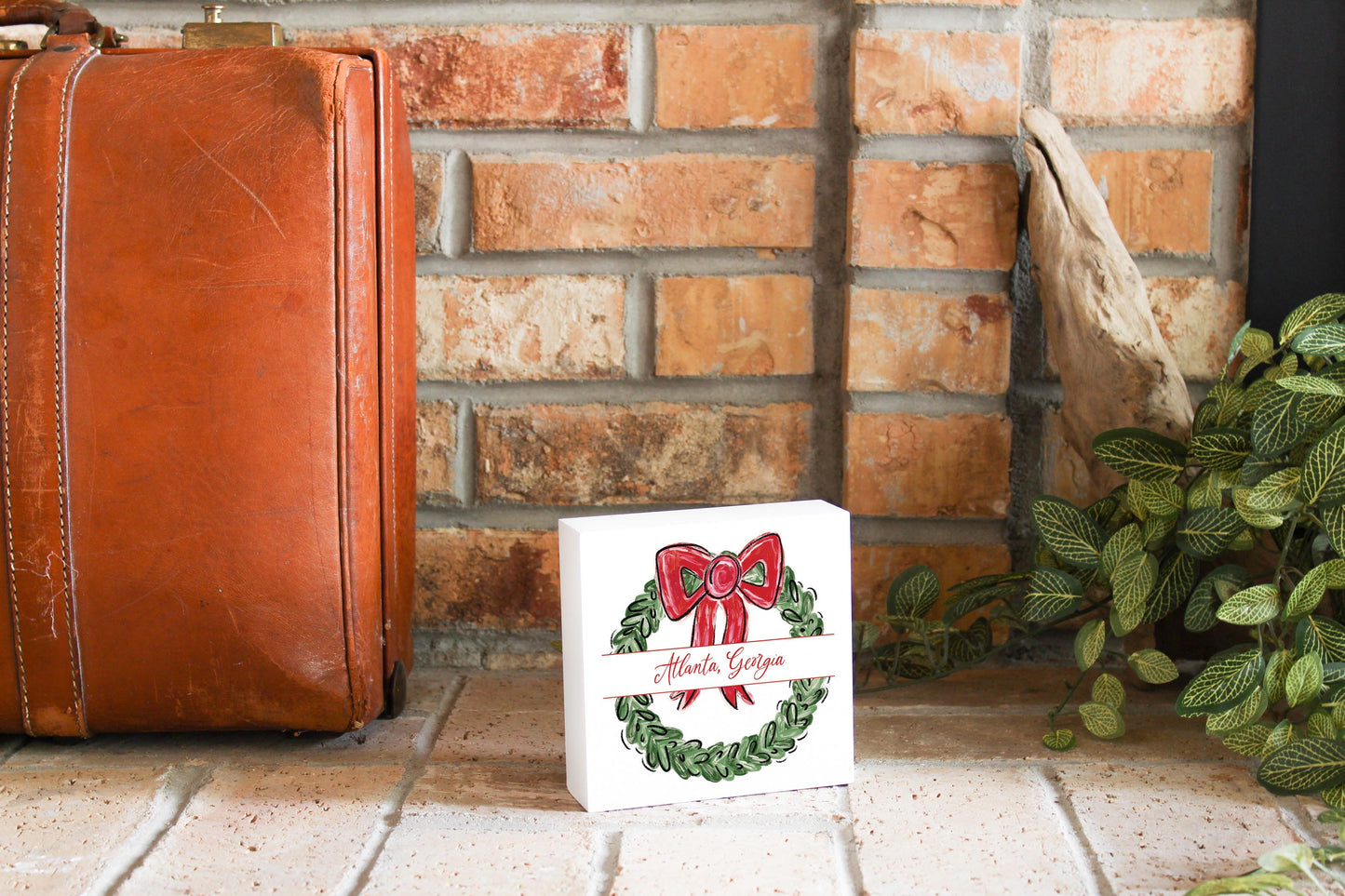 5x5 Wood Block-Love+Local Make It Merry -3
