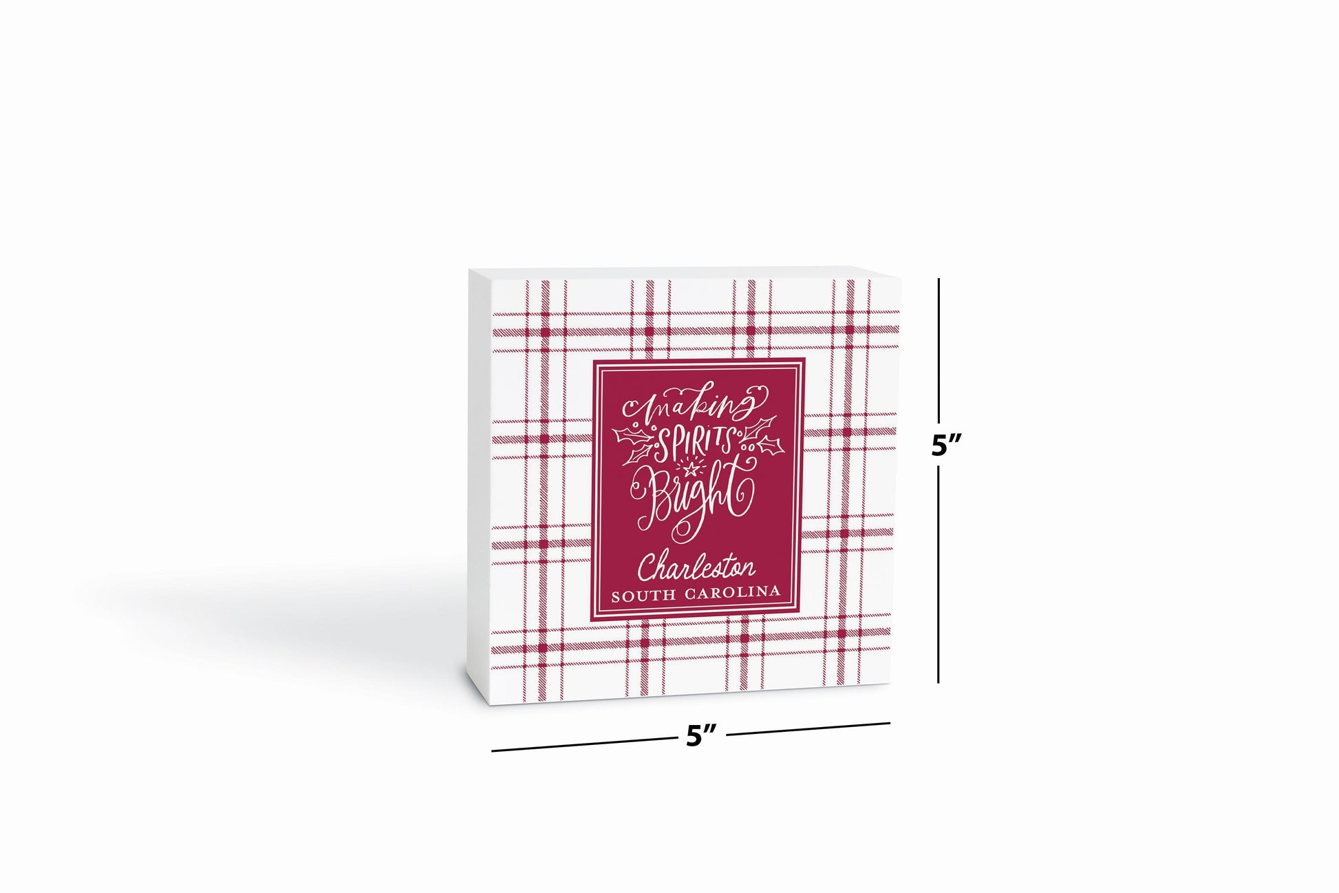 5x5 Wood Block-Love + Local Winterberry -6