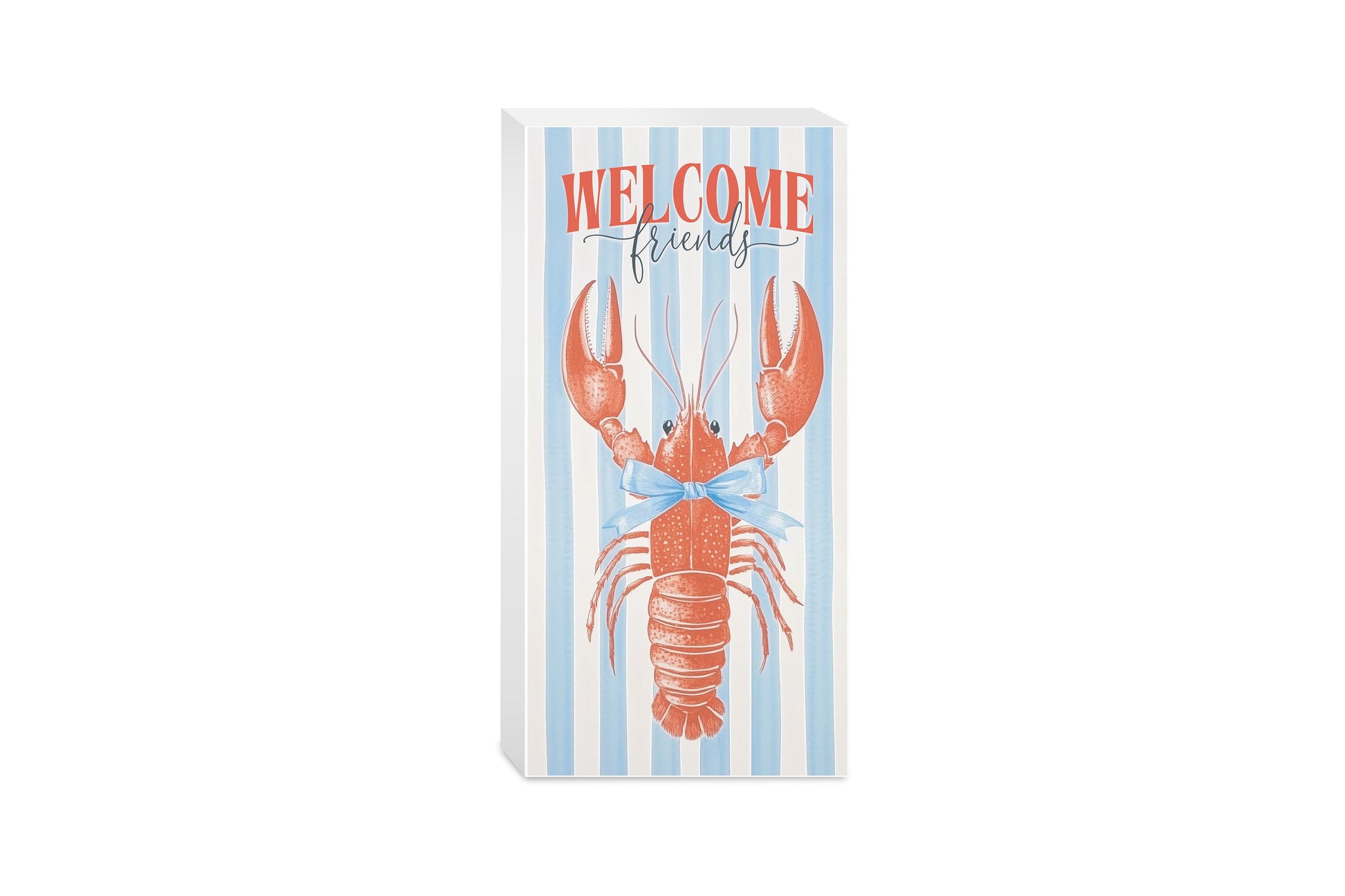 5x10 Wood Block-New England Tides Welcome Friends -0