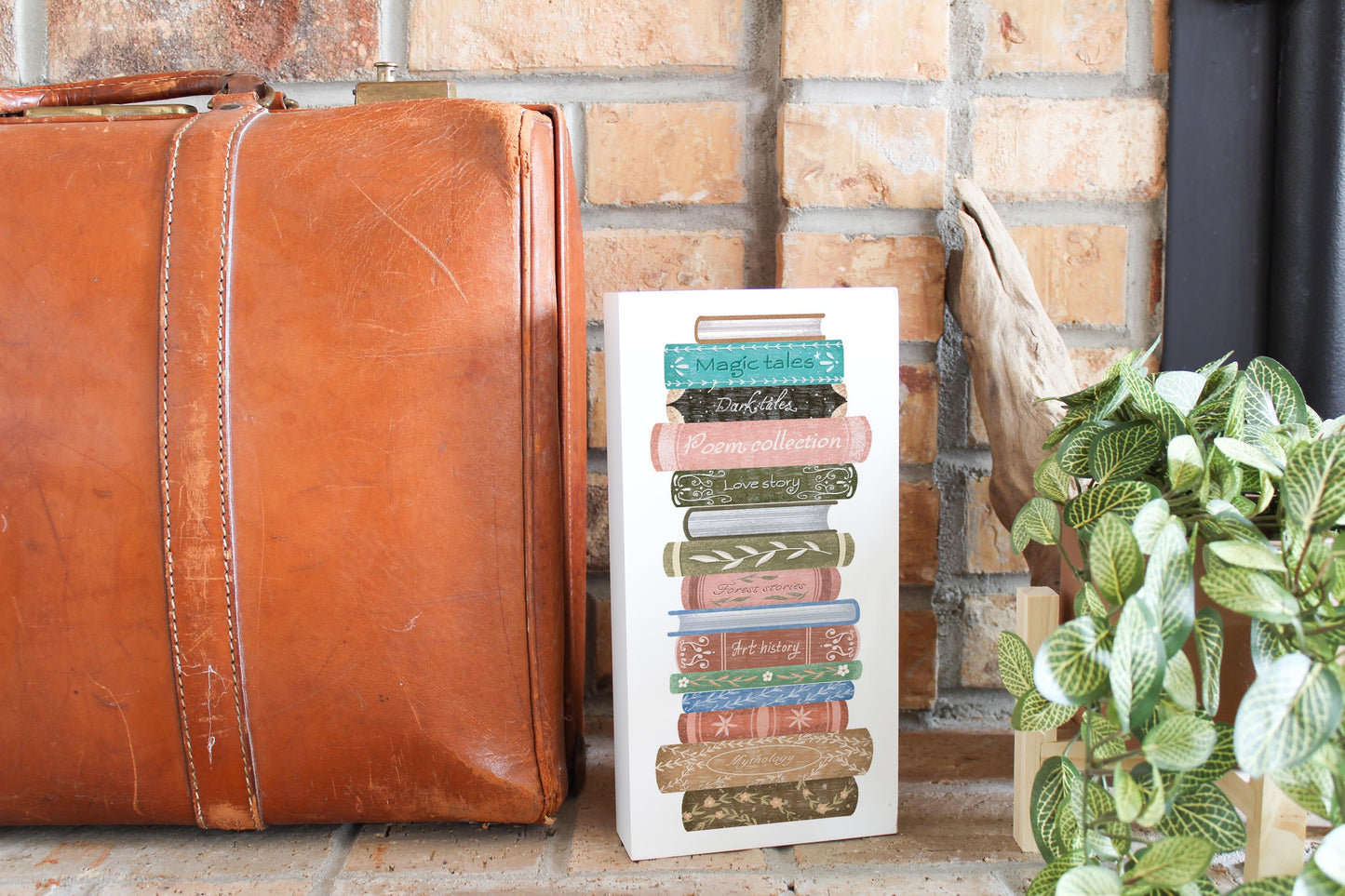 5x10 Wood Block-Pretty Little Chapters Book Stack -3