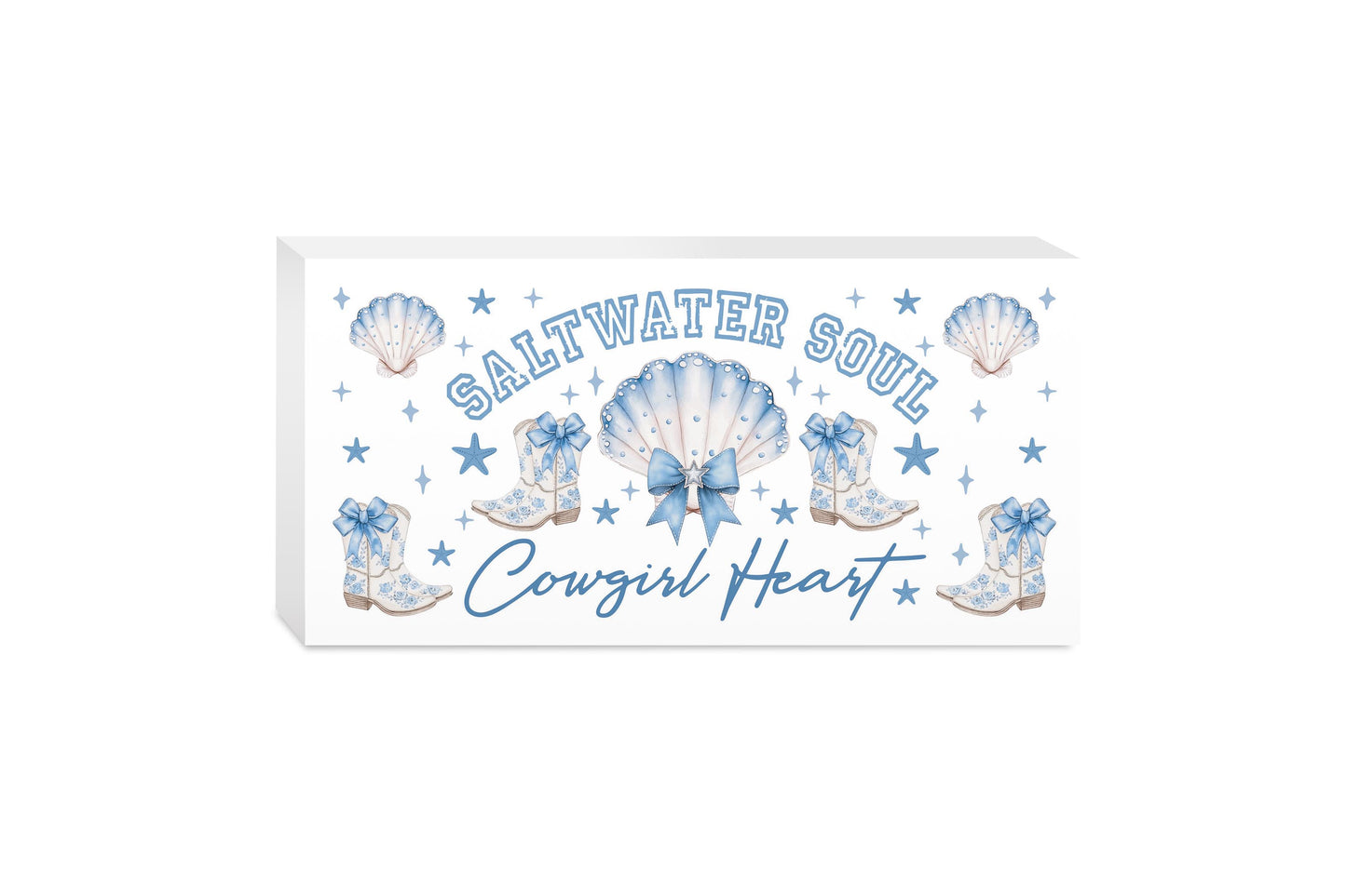 5x10 Wood Block Horizontal-Coastal Cowgirl -0
