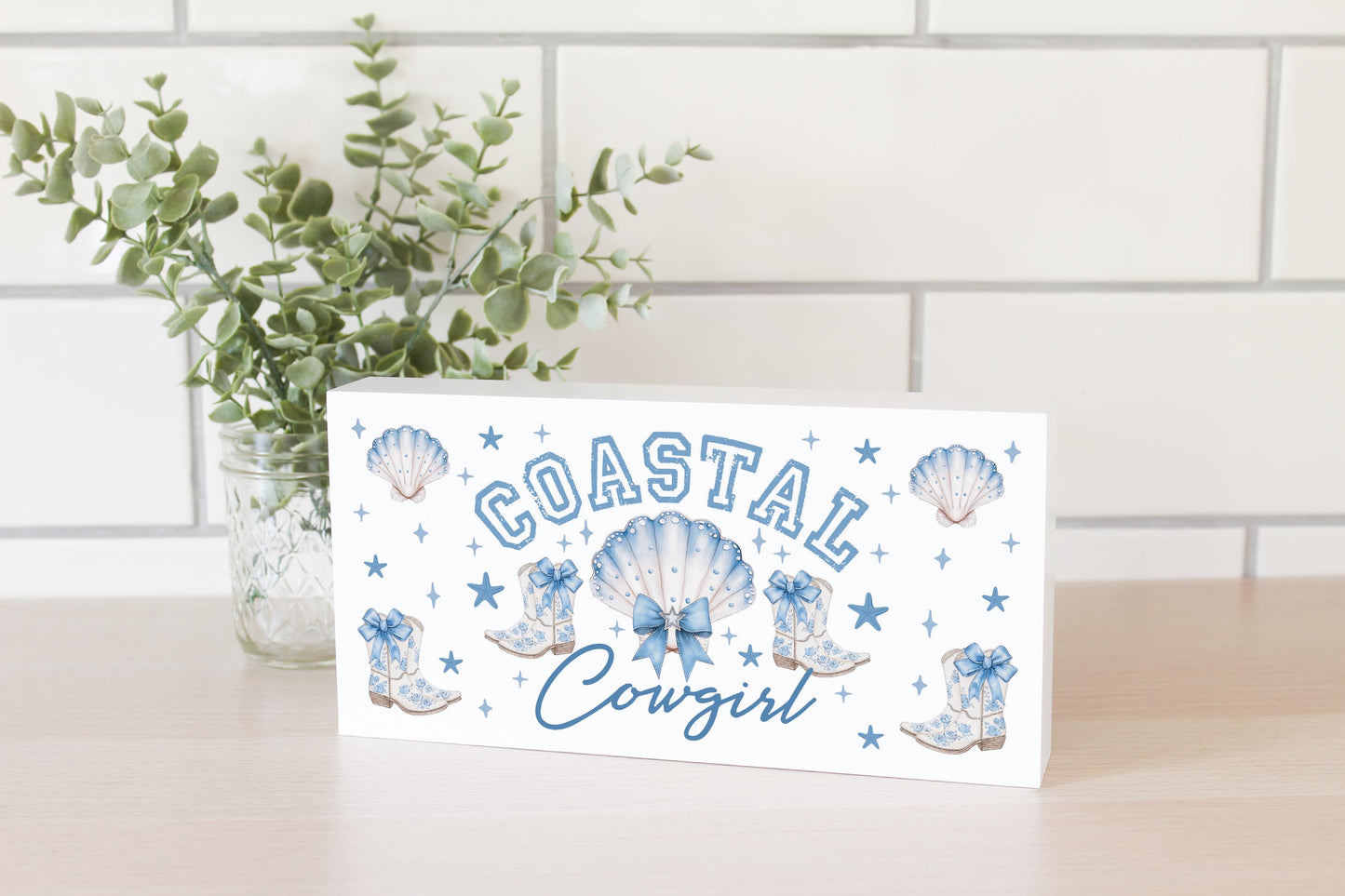 5x10 Wood Block Horizontal-Coastal Cowgirl 2 -2