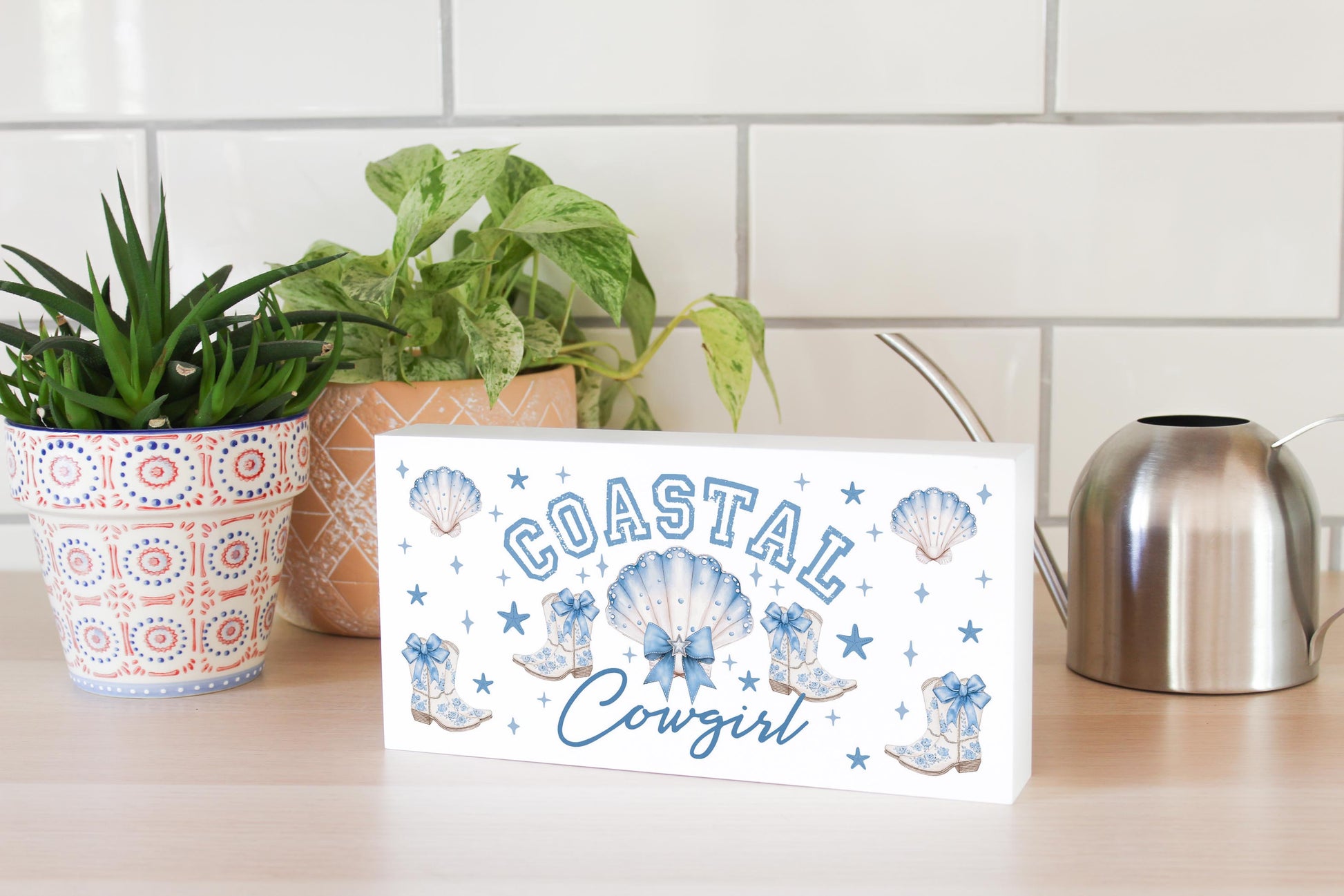 5x10 Wood Block Horizontal-Coastal Cowgirl 2 -4