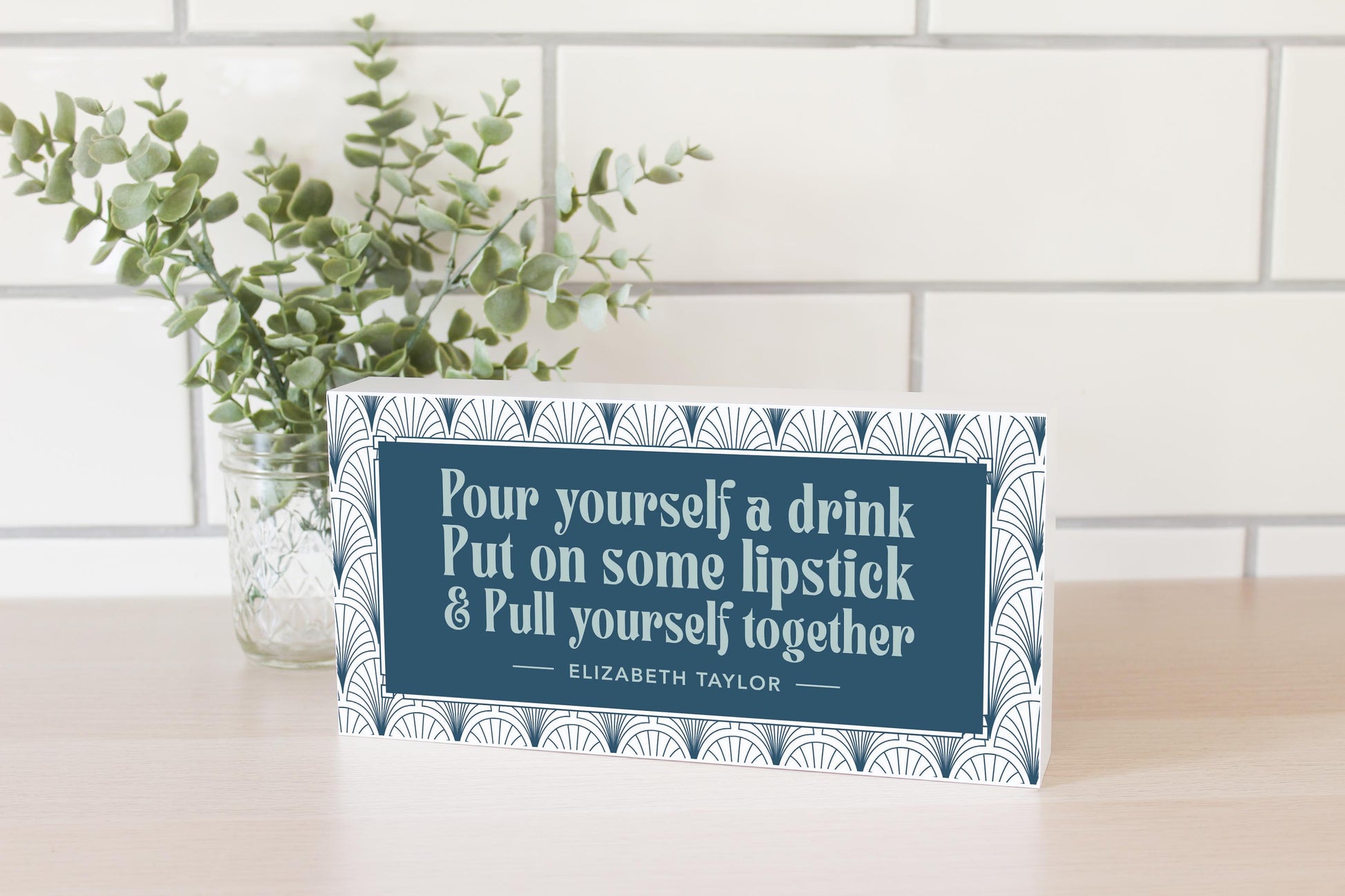 5x10 Wood Block Horizontal-Art Deco Pour Yourself A Drink -2