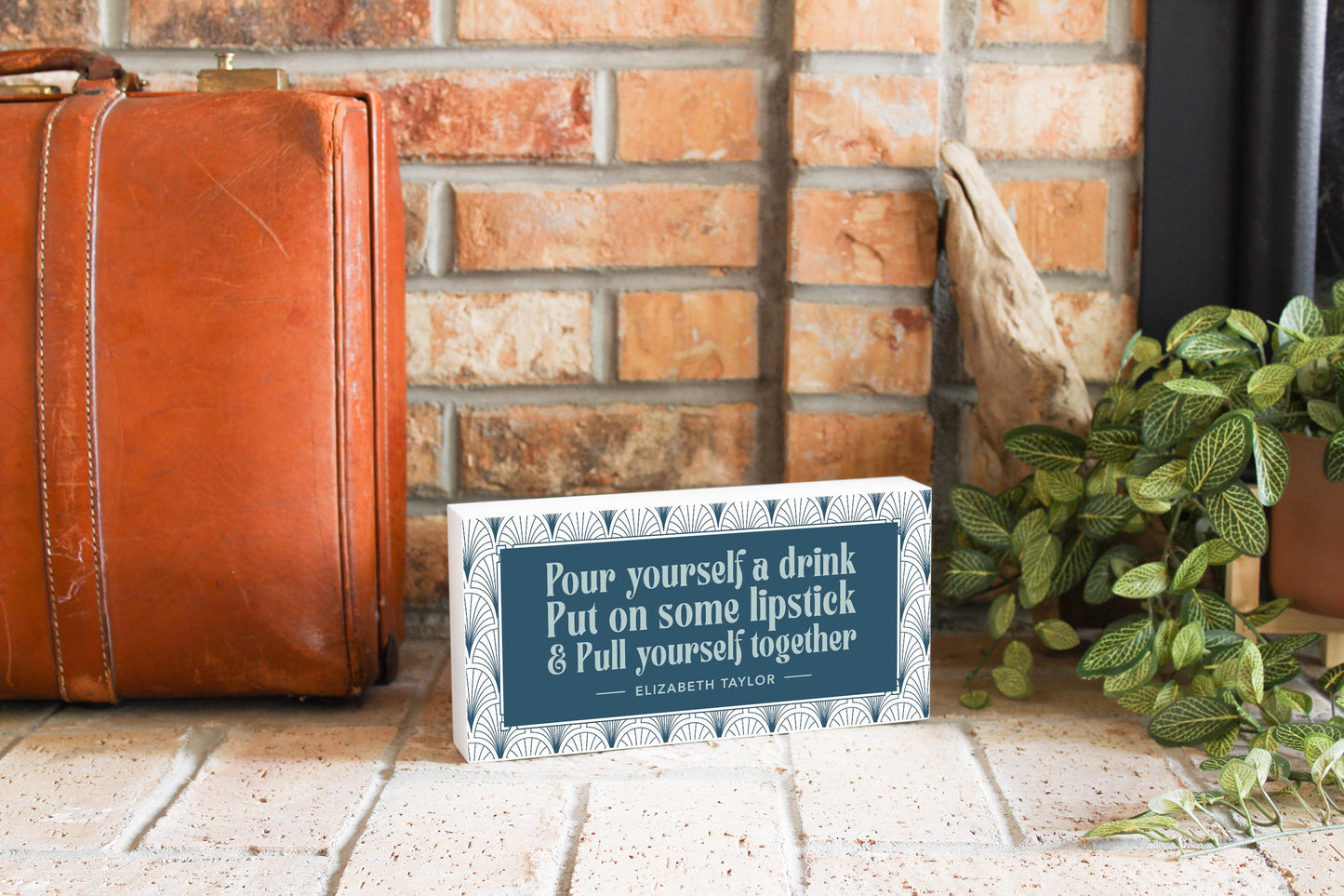 5x10 Wood Block Horizontal-Art Deco Pour Yourself A Drink -3