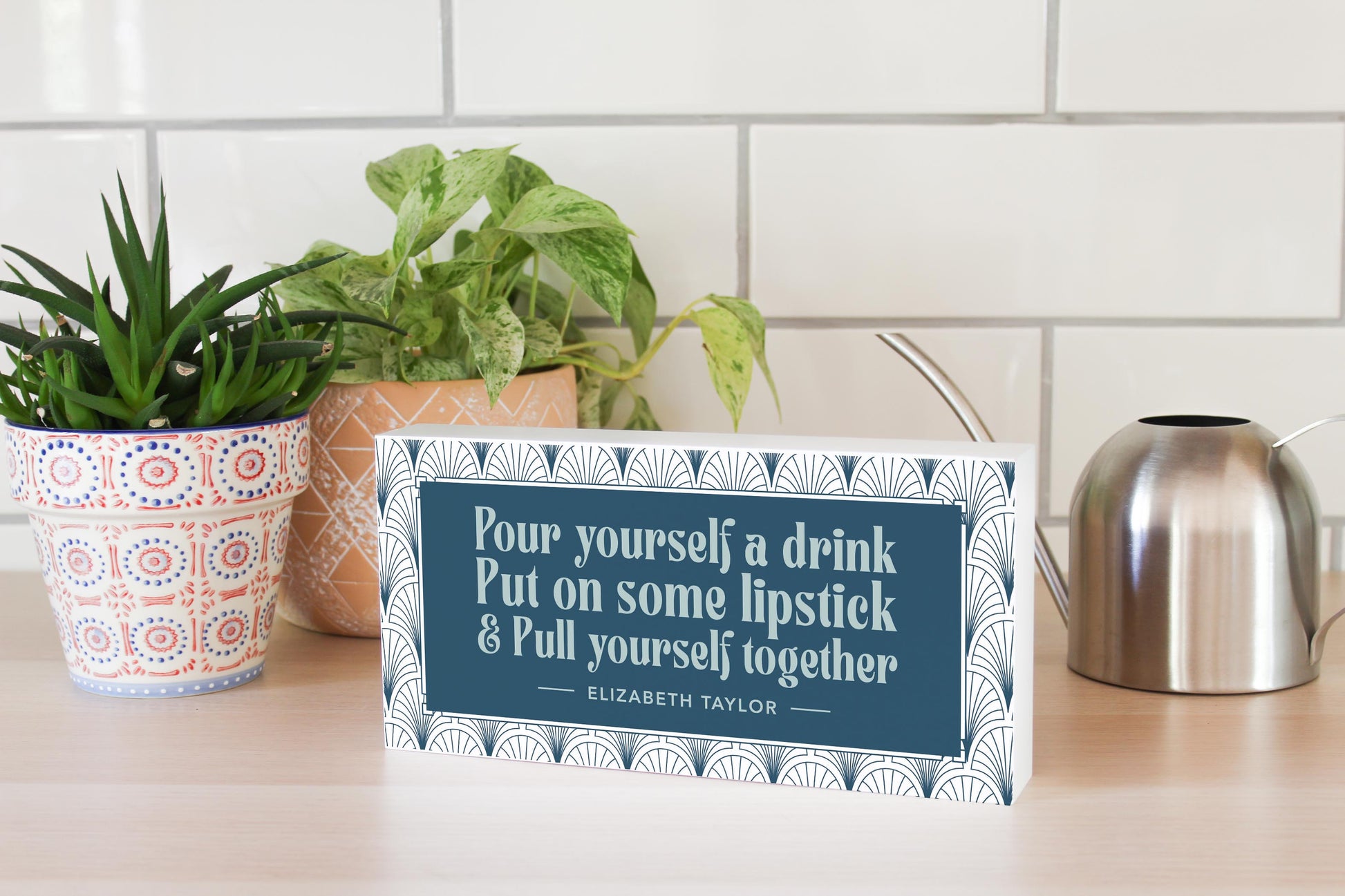 5x10 Wood Block Horizontal-Art Deco Pour Yourself A Drink -4