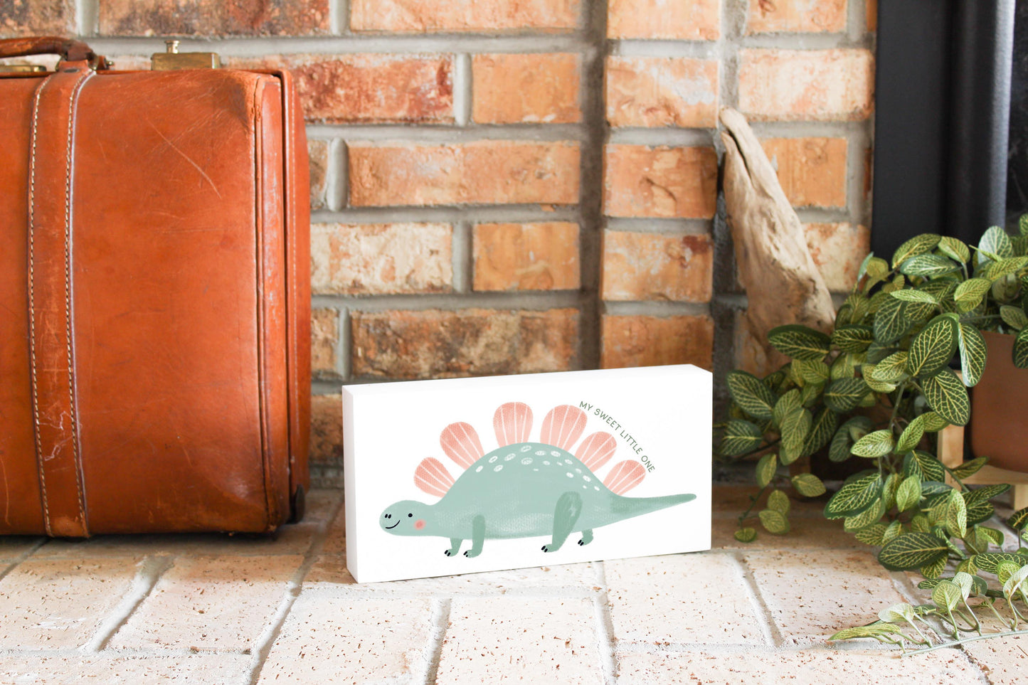 5x10 Wood Block Horizontal-Dinosaur Nursery My Sweet Little One -3