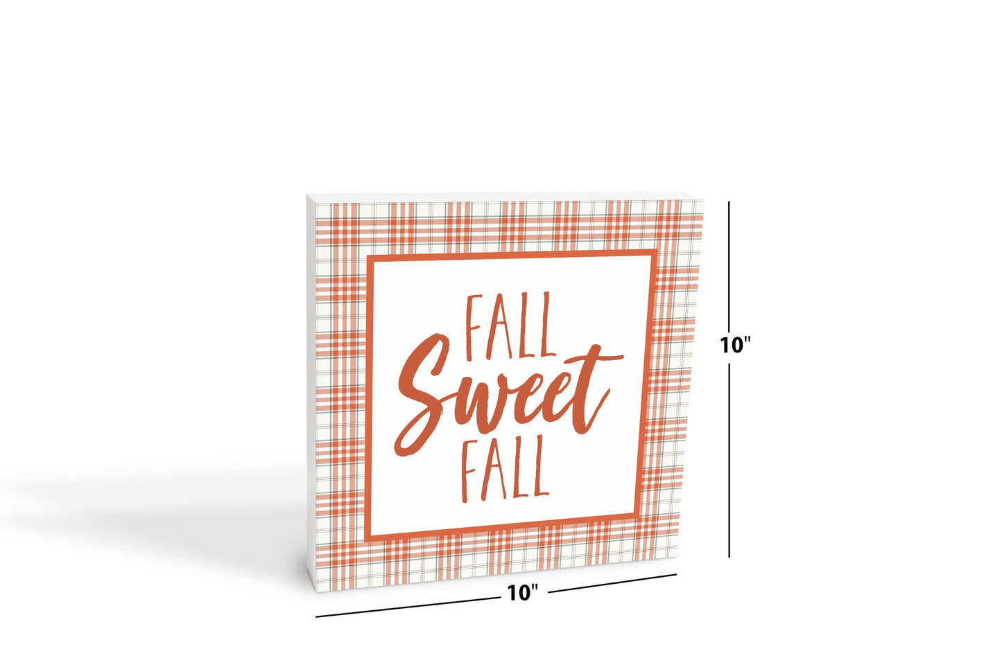 10x10 Wood Block-Fall Sweet Fall Orange Plaid- Fall Decor