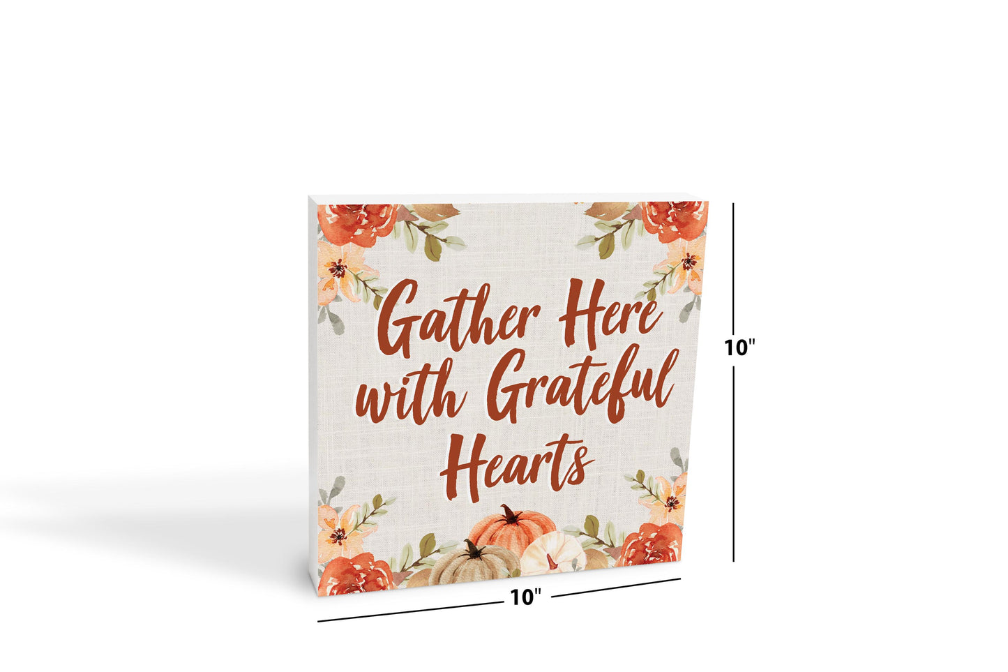 10x10 Wood Block-Grateful Hearts Fall Florals- Fall Decor
