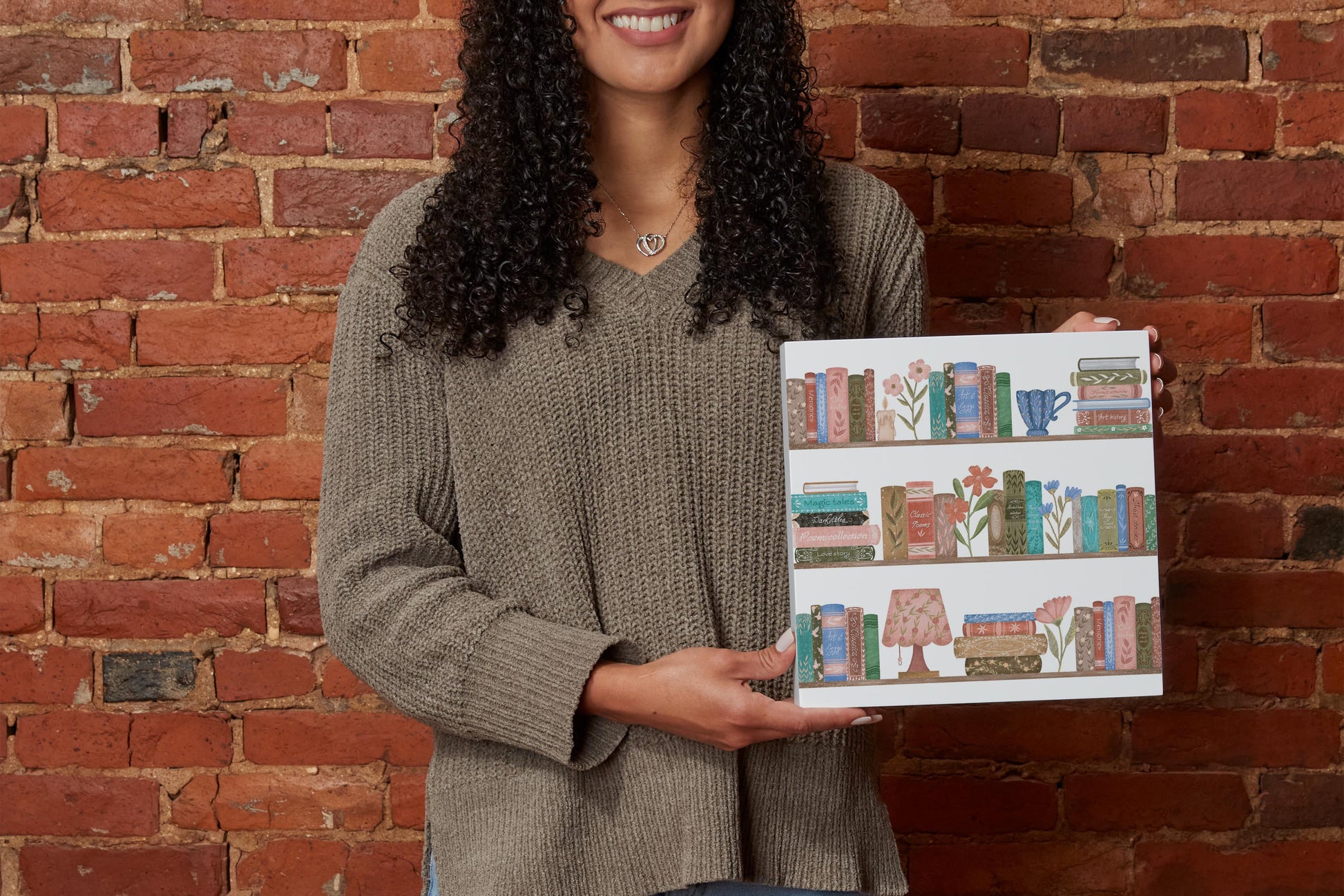 10x10 Wood Block-Pretty Little Chapters Book Shelves -1