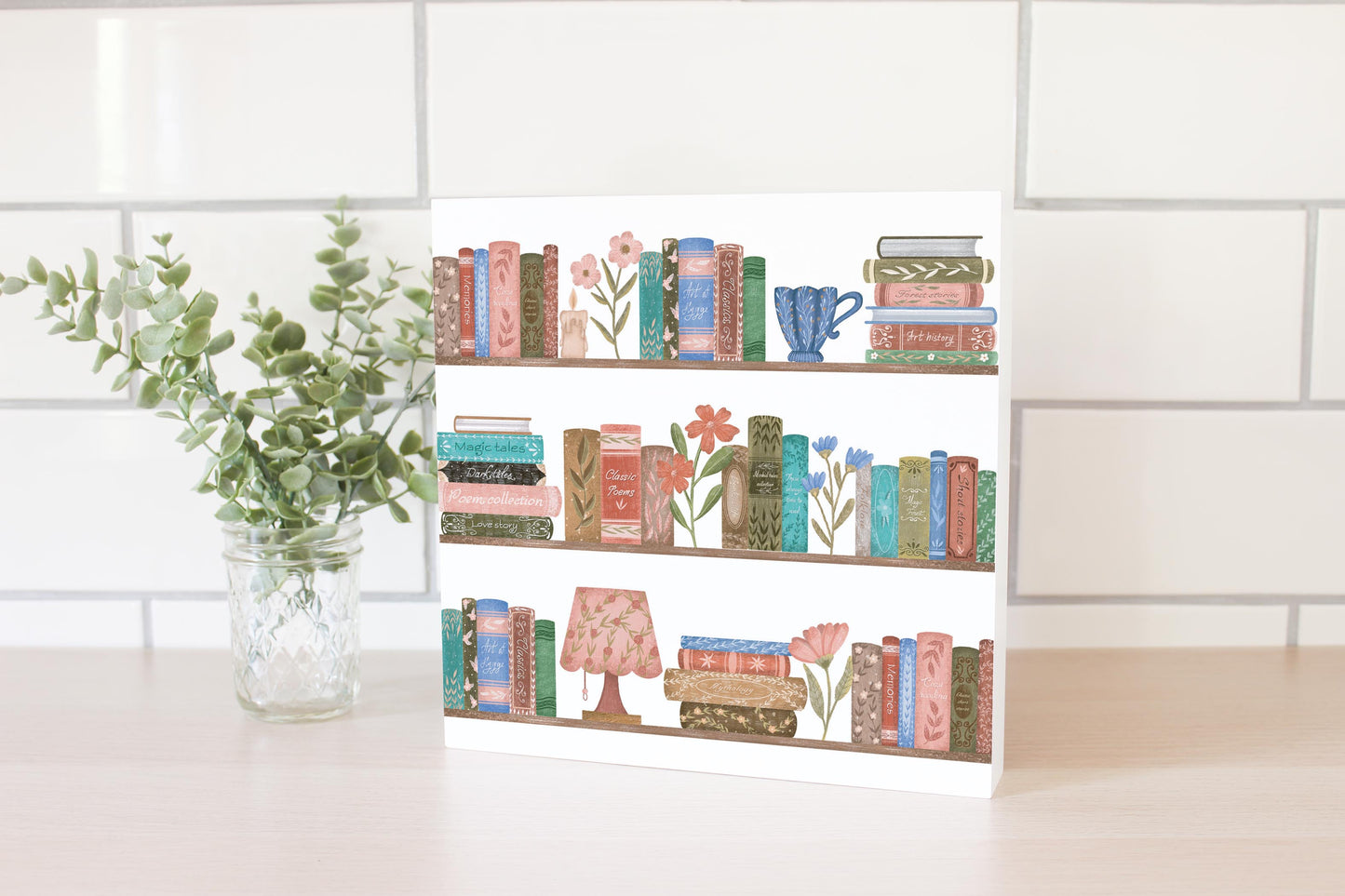 10x10 Wood Block-Pretty Little Chapters Book Shelves -2