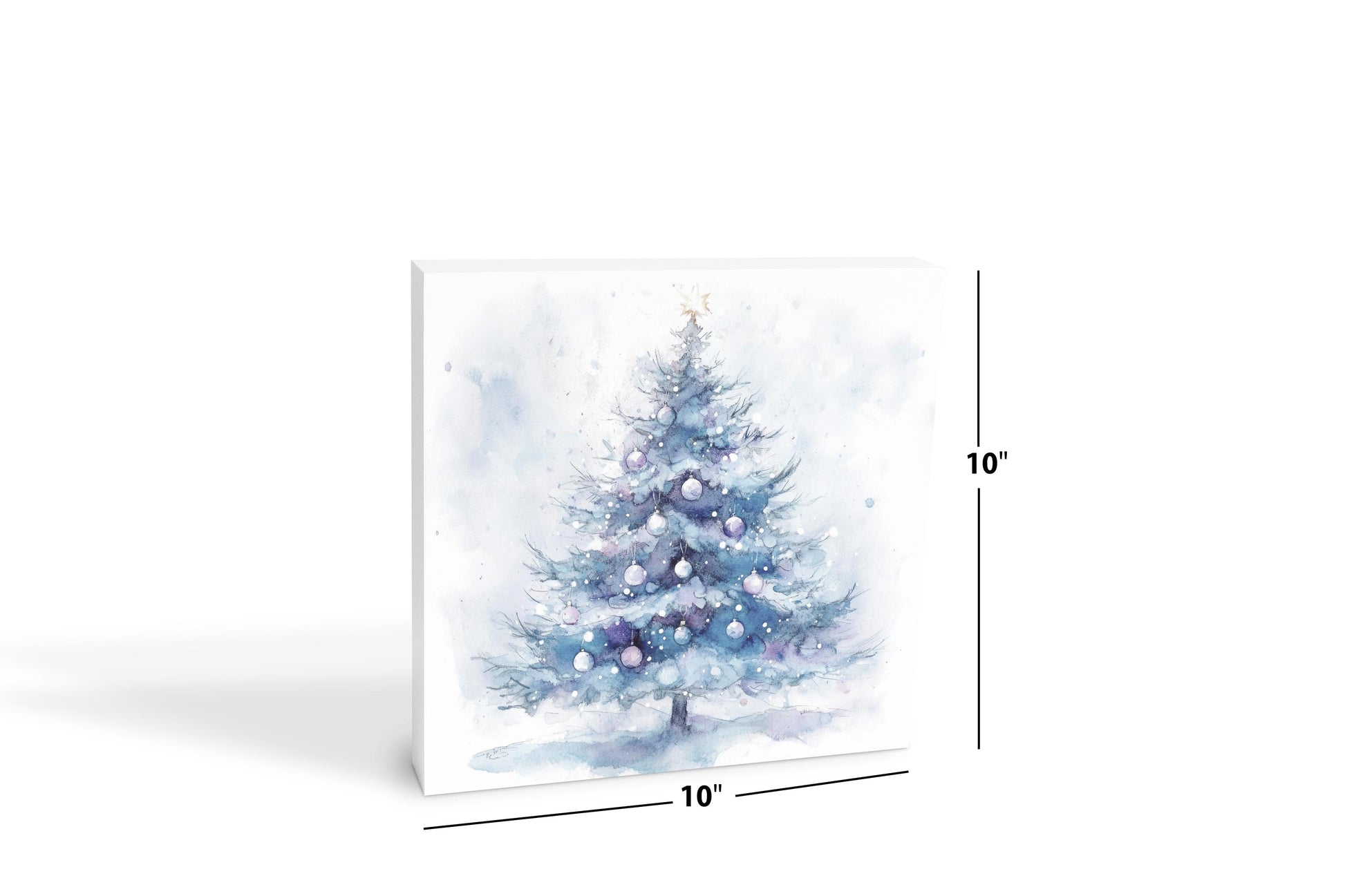 10x10 Wood Block-Holiday Tidings Watercolor Christmas Tree -6