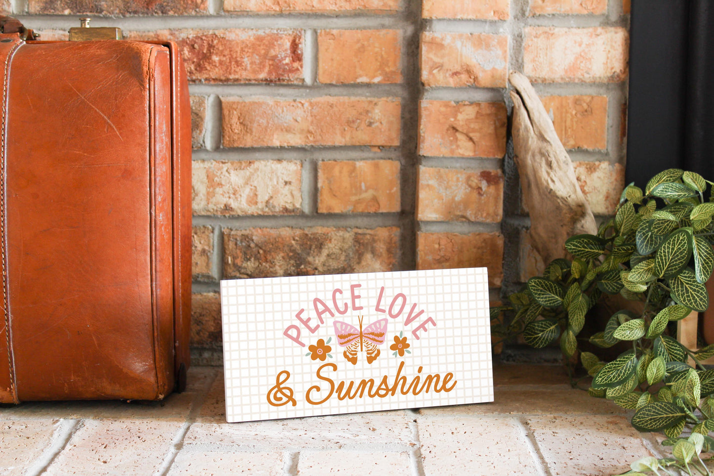 5x10 Wood Plaque Horizontal-Spring Peace Love & Sunshine