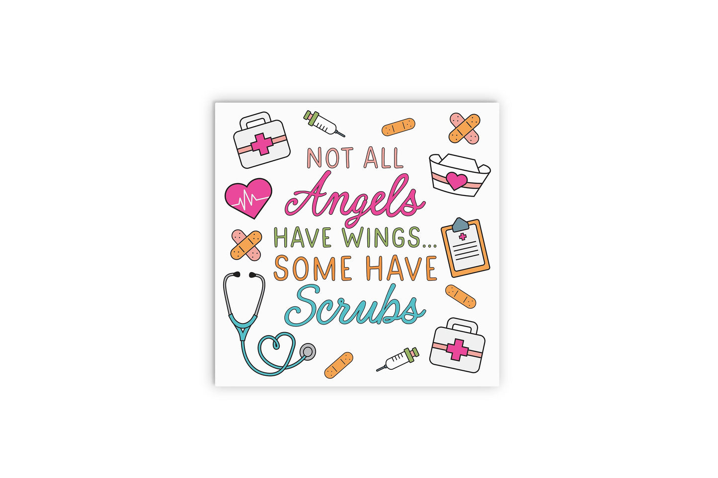 12x12 Wood Plaque-Some Angels Have Scrubs