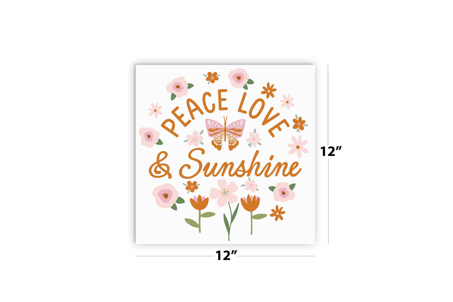 12x12 Wood Plaque-Spring Peace Love & Sunshine