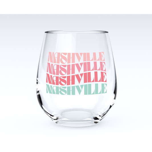 15oz. Stemless Wine Glass - Retro Wave Local