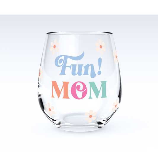 15oz Stemless Wine Glass - Fun Mom