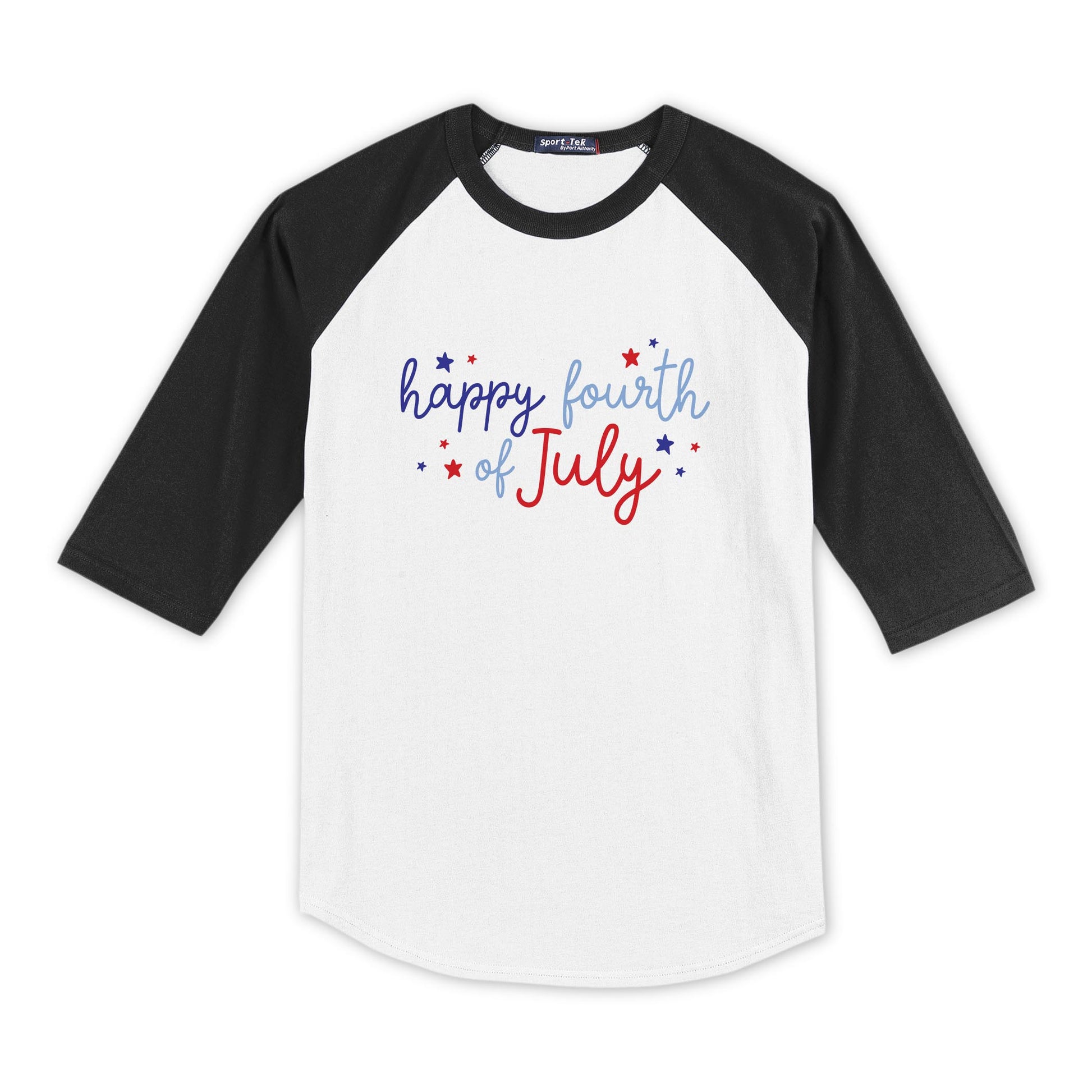 Sport-Tek® Youth Colorblock Raglan Black/White-4th of July 250th Anniversary -0