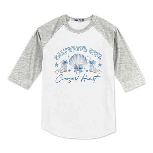 Sport-Tek® Youth Colorblock Raglan Grey/White-Coastal Cowgirl -0