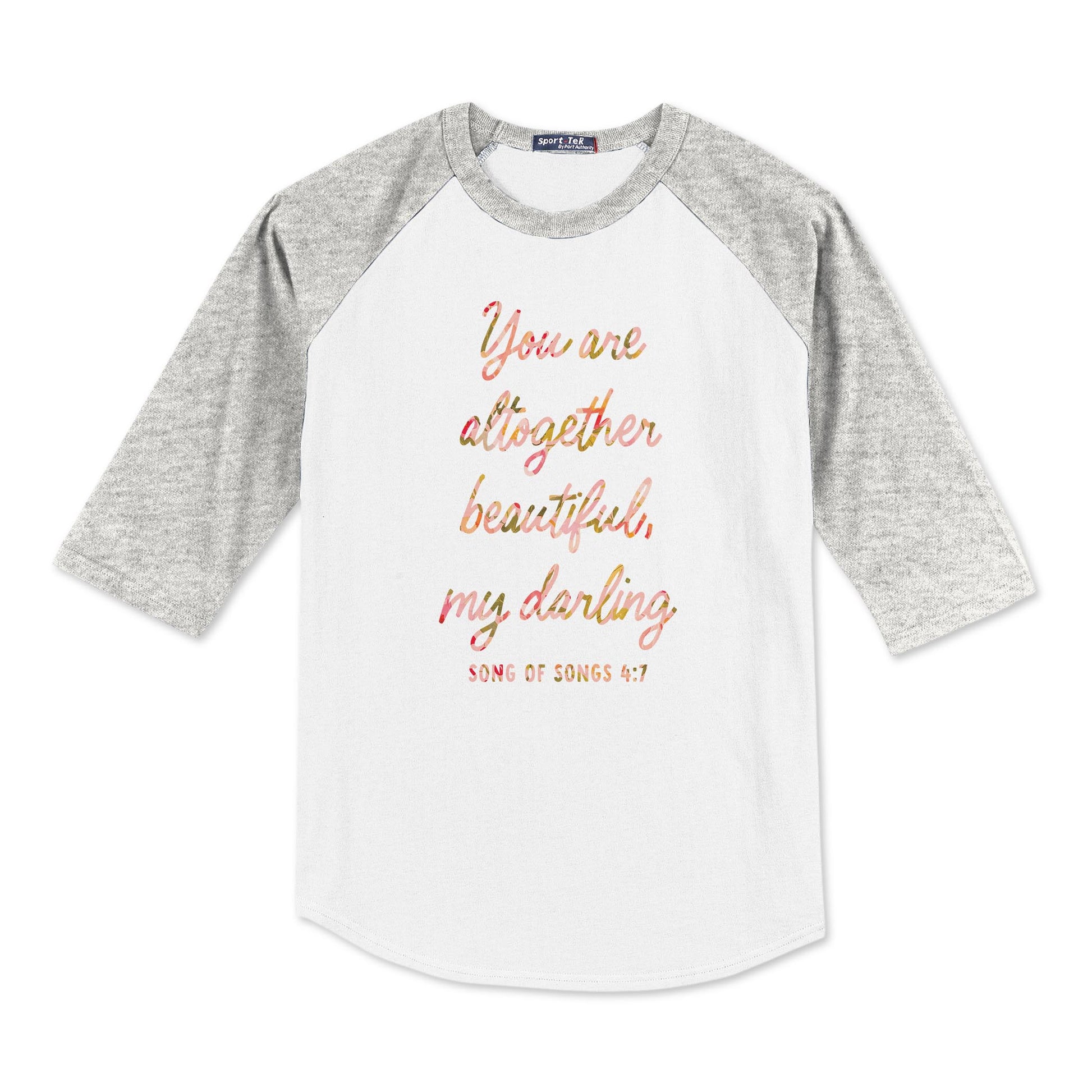 Sport-Tek® Youth Colorblock Raglan Grey/White-Faithful Promises -0
