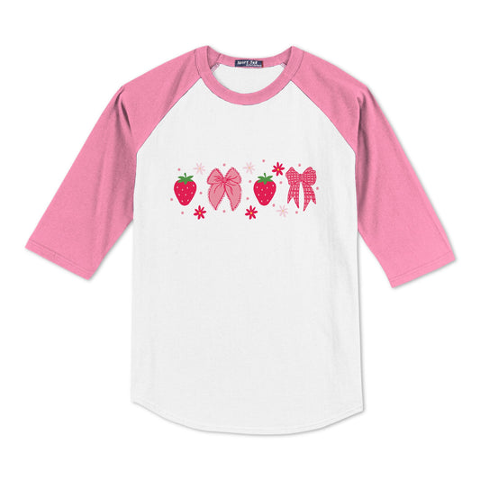 Sport-Tek® Youth Colorblock Raglan Pink/White-Strawberry Parlor -0