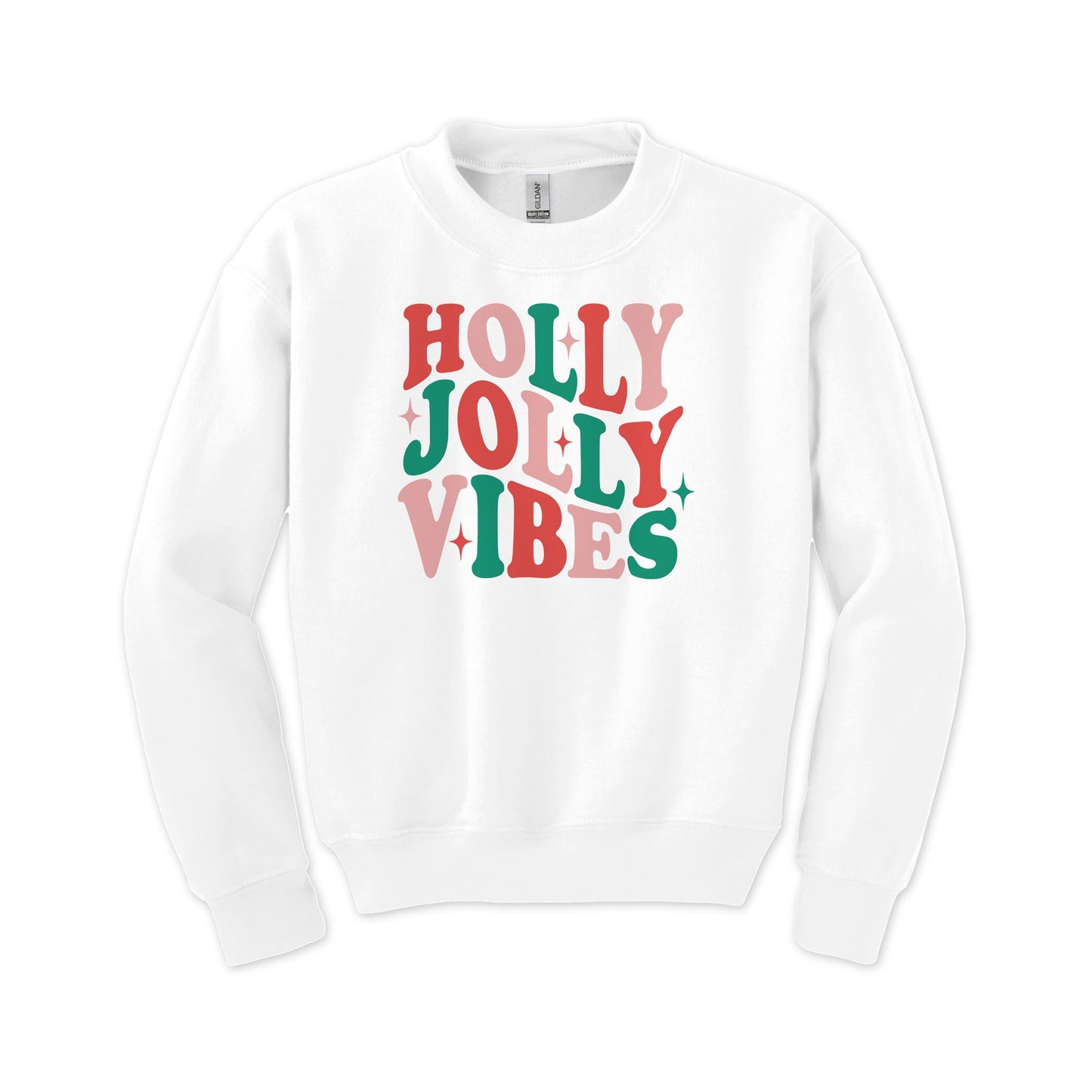 Gildan Youth Crewneck White-Holly Jolly Vibes