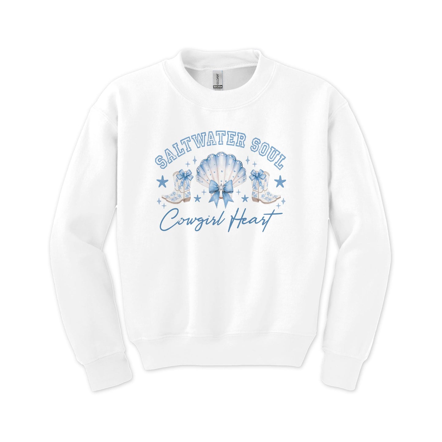 Gildan Youth Crewneck White-Coastal Cowgirl -0