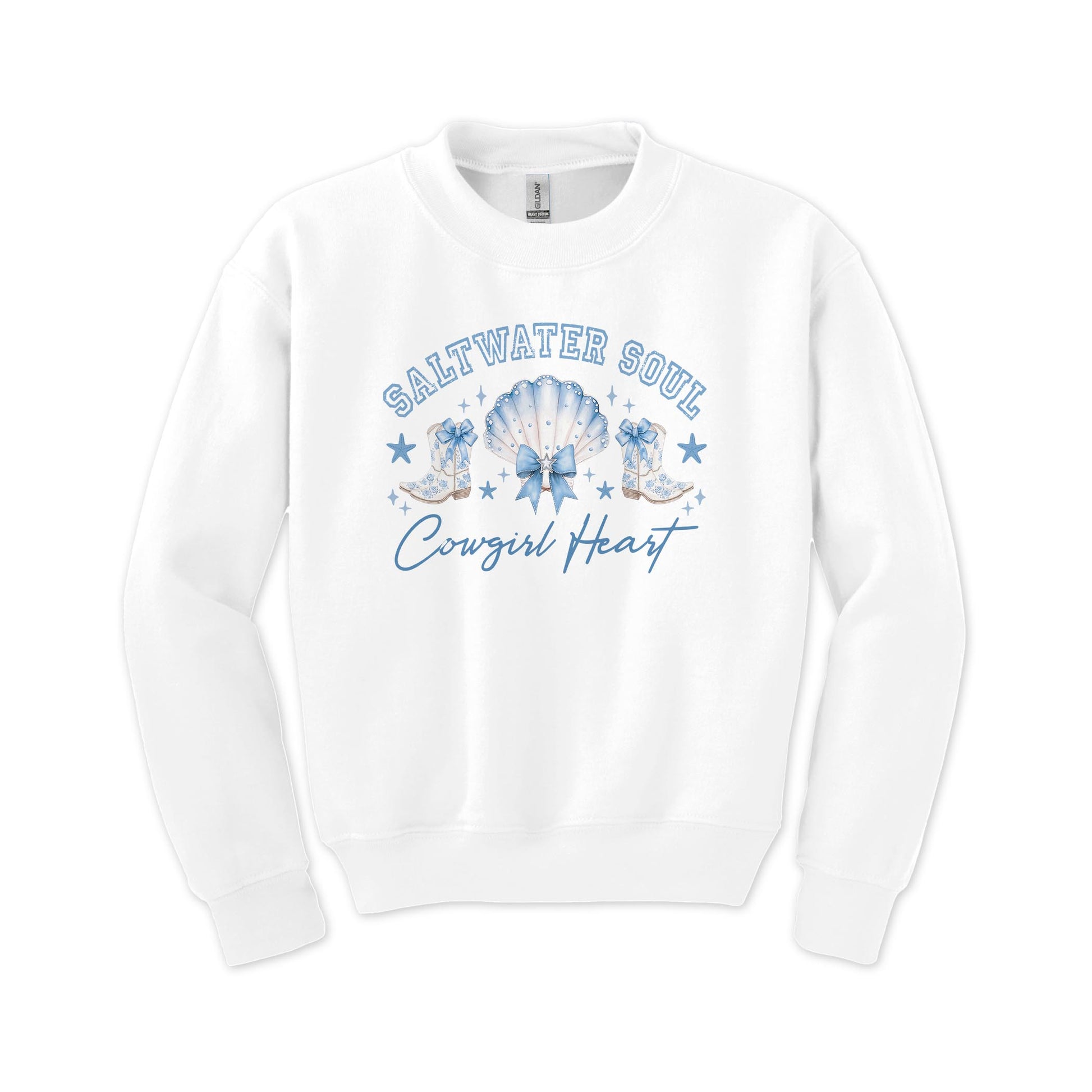 Gildan Youth Crewneck White-Coastal Cowgirl -0