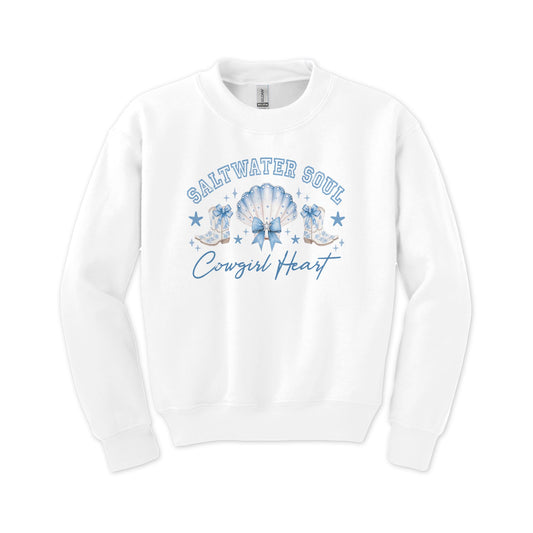 Gildan Youth Crewneck White-Coastal Cowgirl -0
